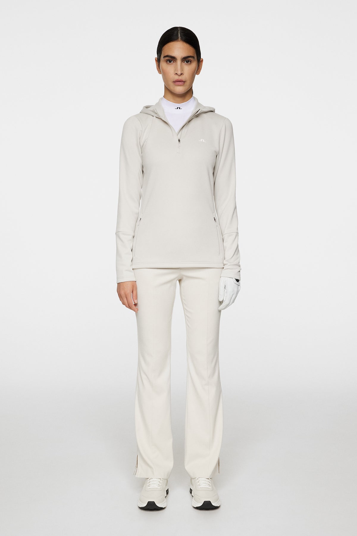 W Aerial Quarter Zip Hood in Moonbeam by J.Lindeberg