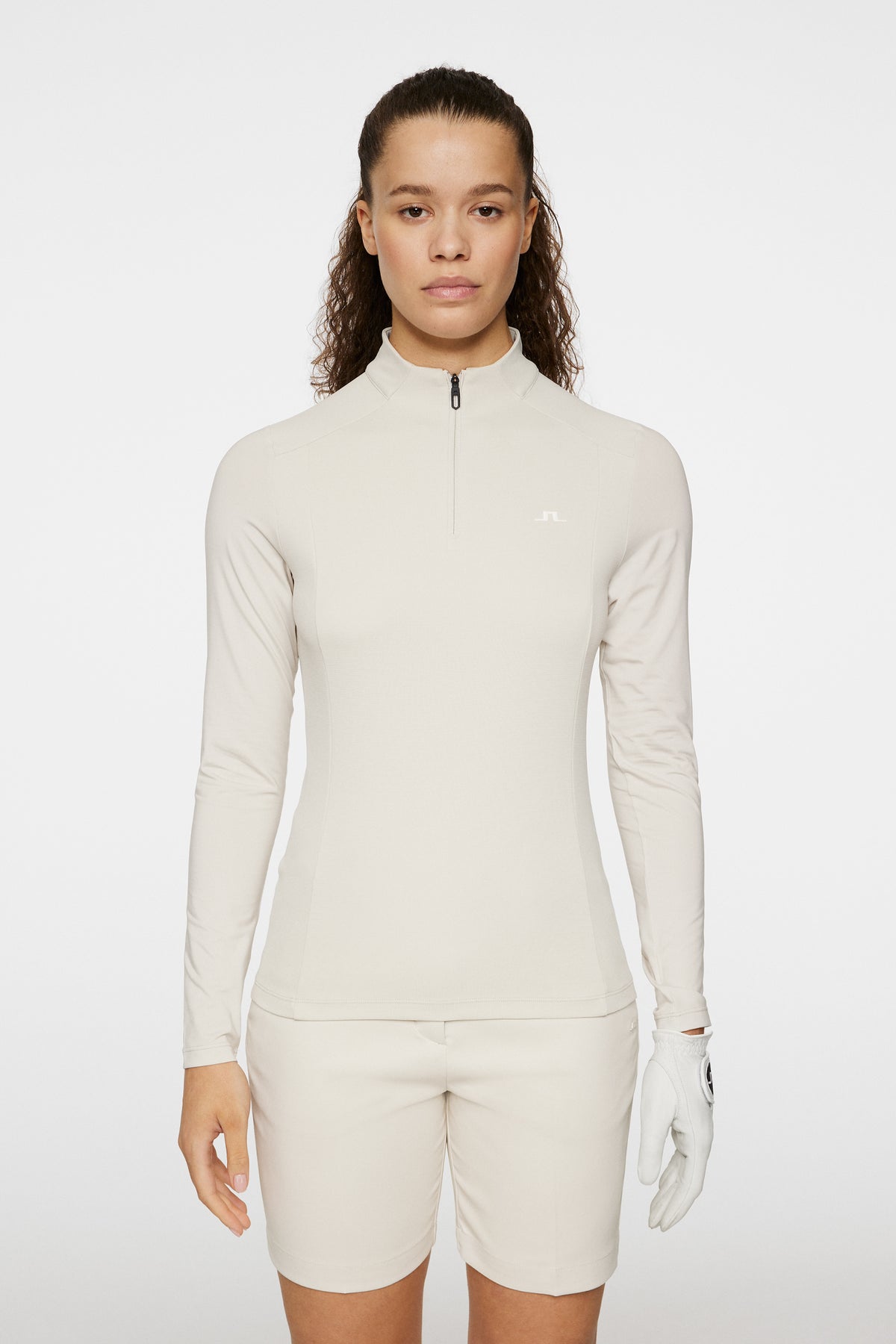 Cindy Quarter Zip Mid Layer in Moonbeam by J.Lindeberg