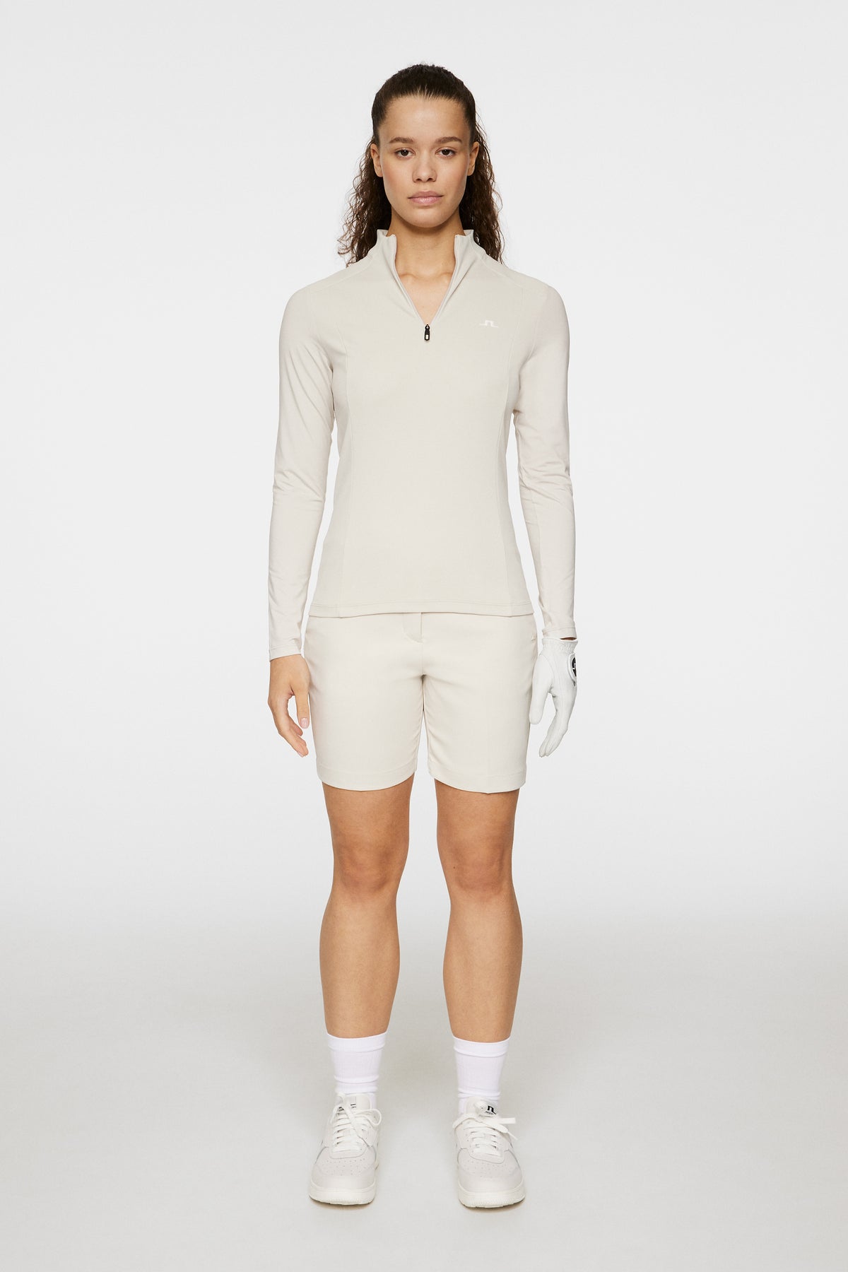 Cindy Quarter Zip Mid Layer in Moonbeam by J.Lindeberg