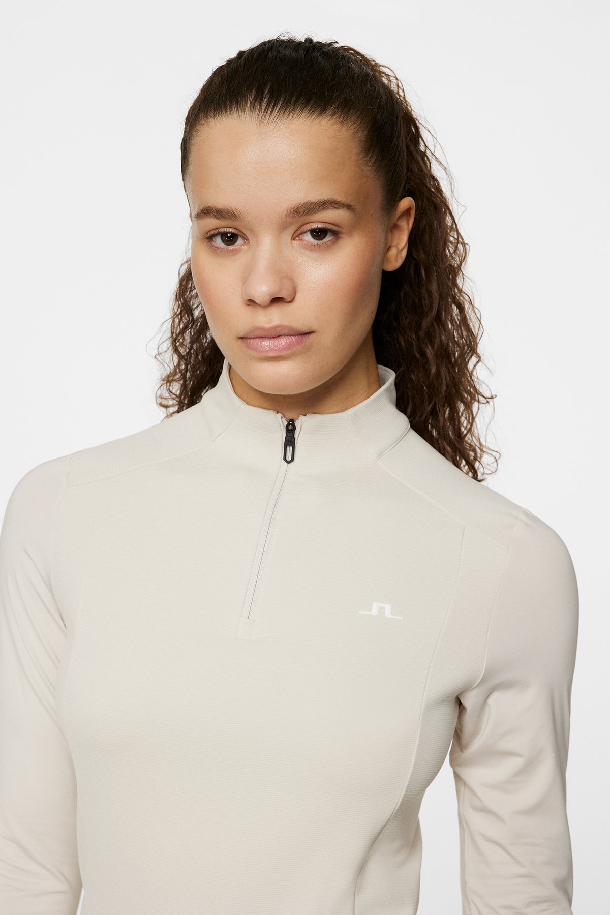 Cindy Quarter Zip Mid Layer in Moonbeam by J.Lindeberg