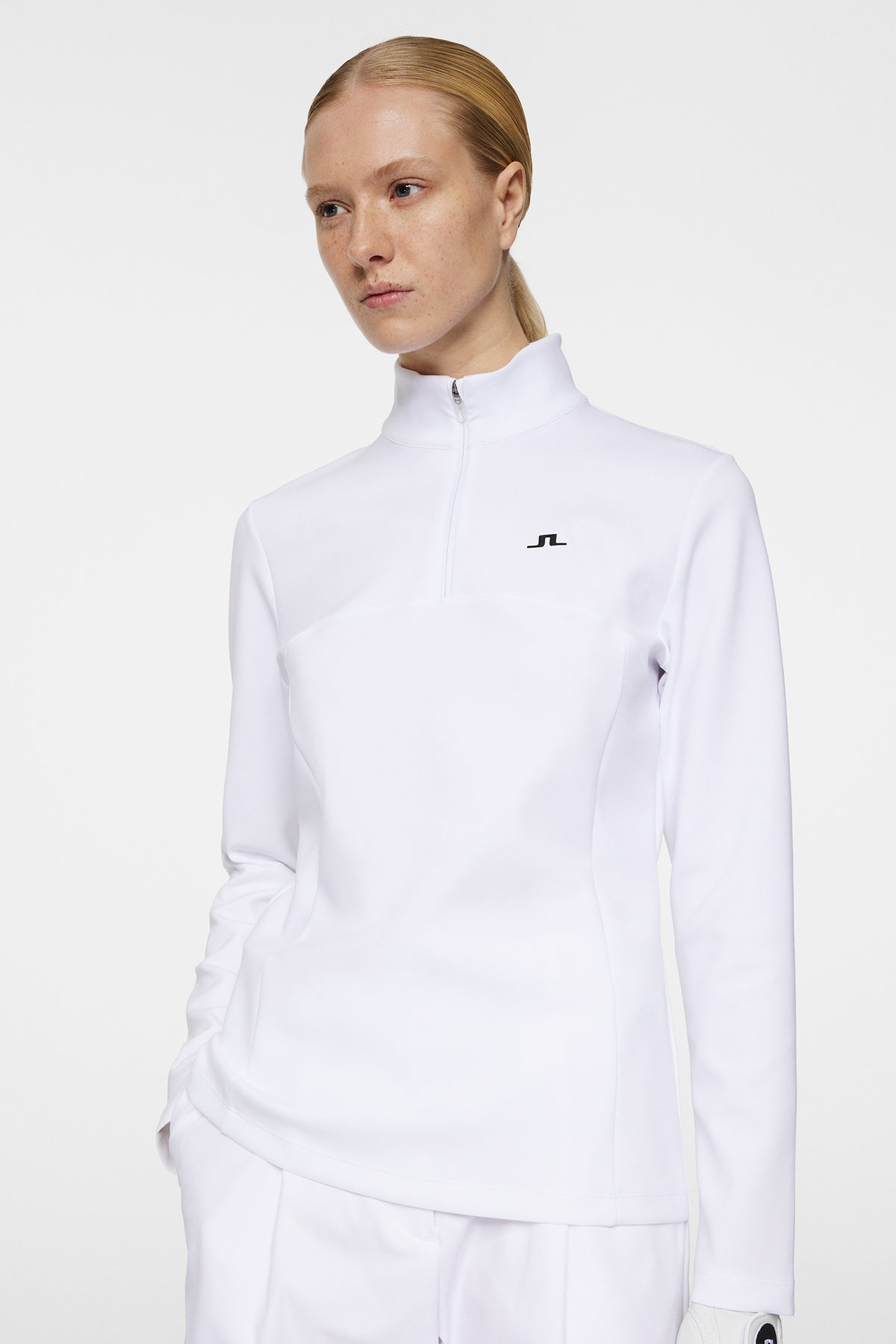 Lorelei Quarter Zip Mid Layer in White by J.Lindeberg