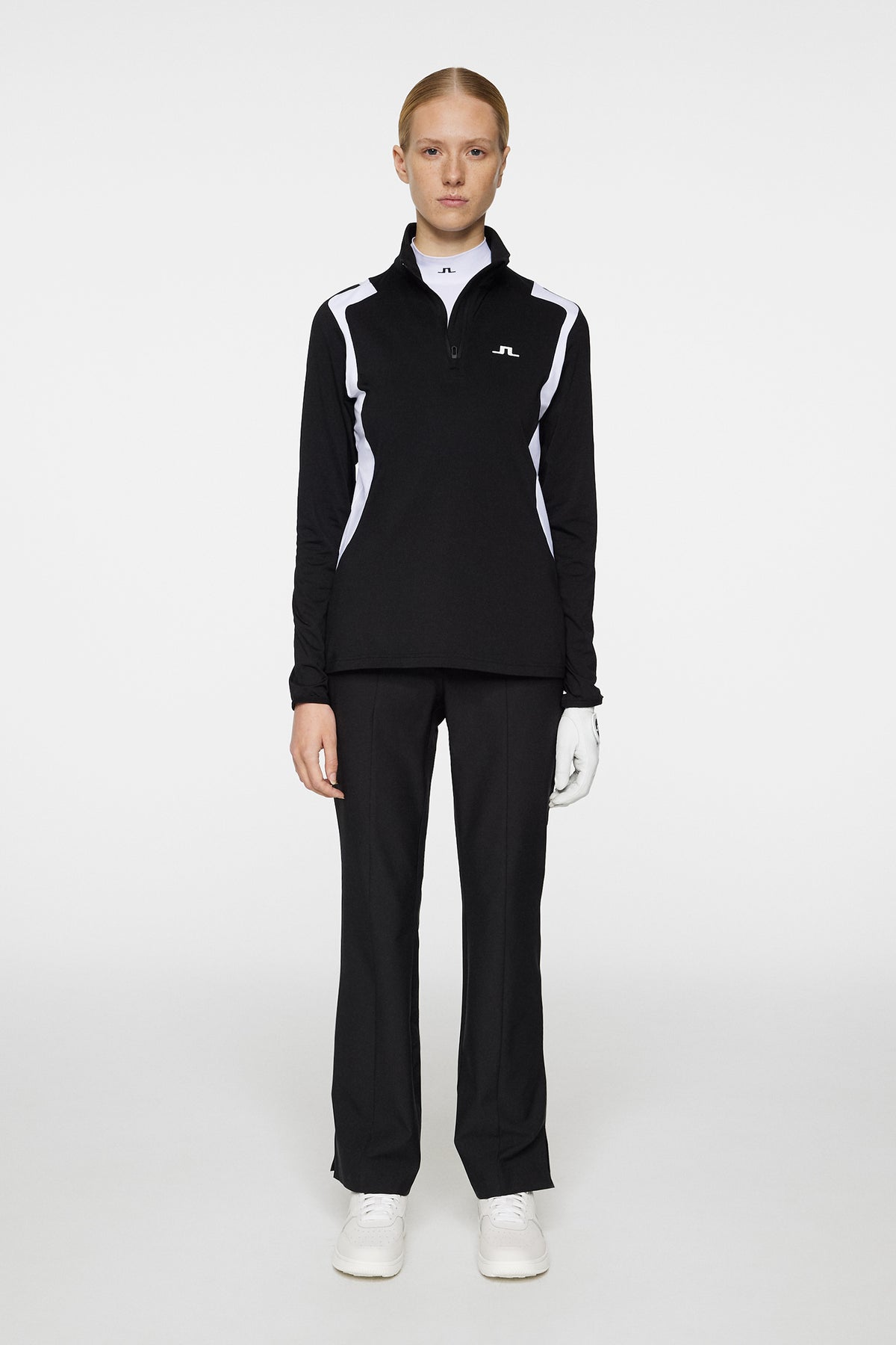 Mae Quarter Zip Mid Layer in Black by J.Lindeberg