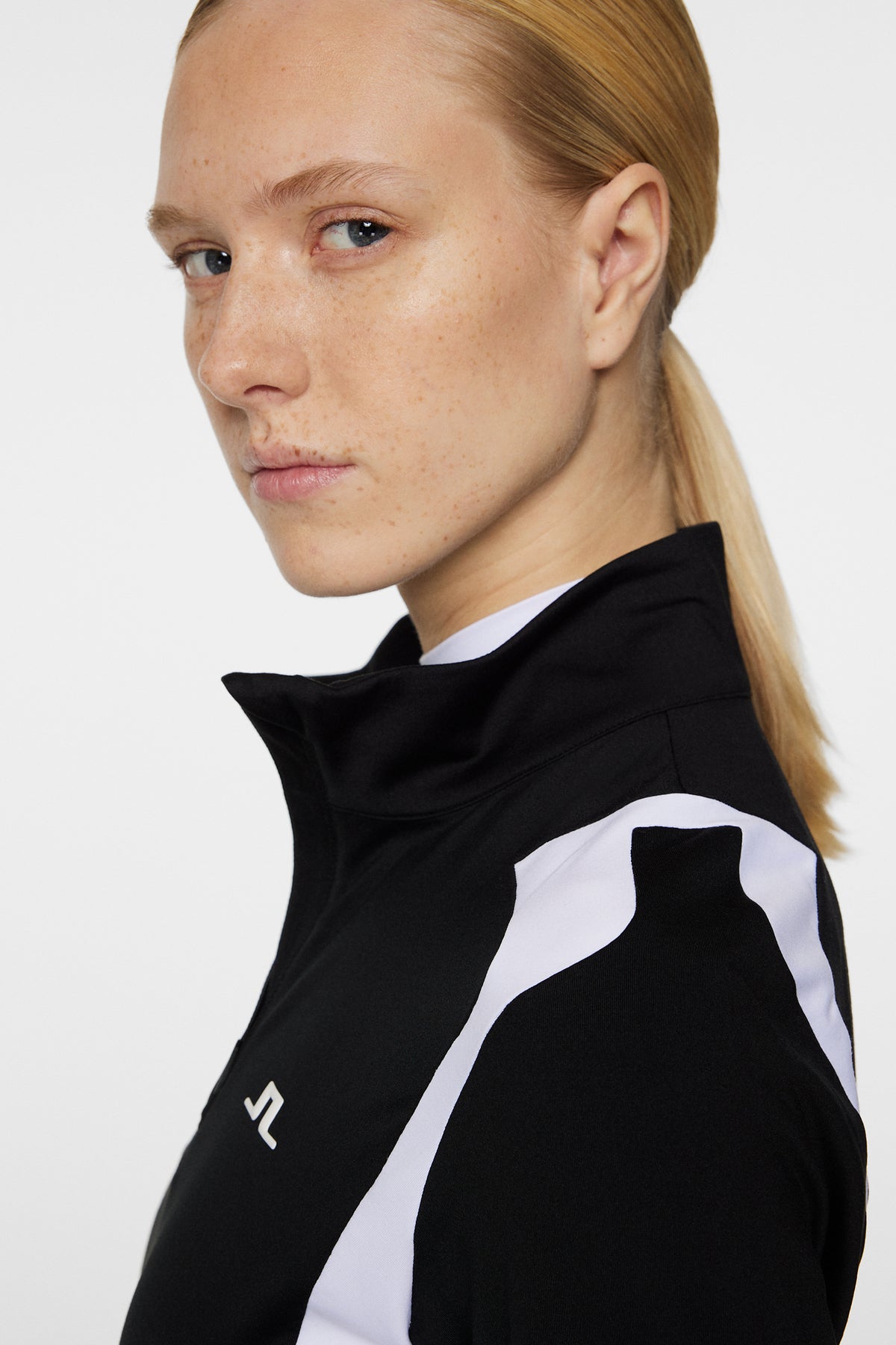 Mae Quarter Zip Mid Layer in Black by J.Lindeberg