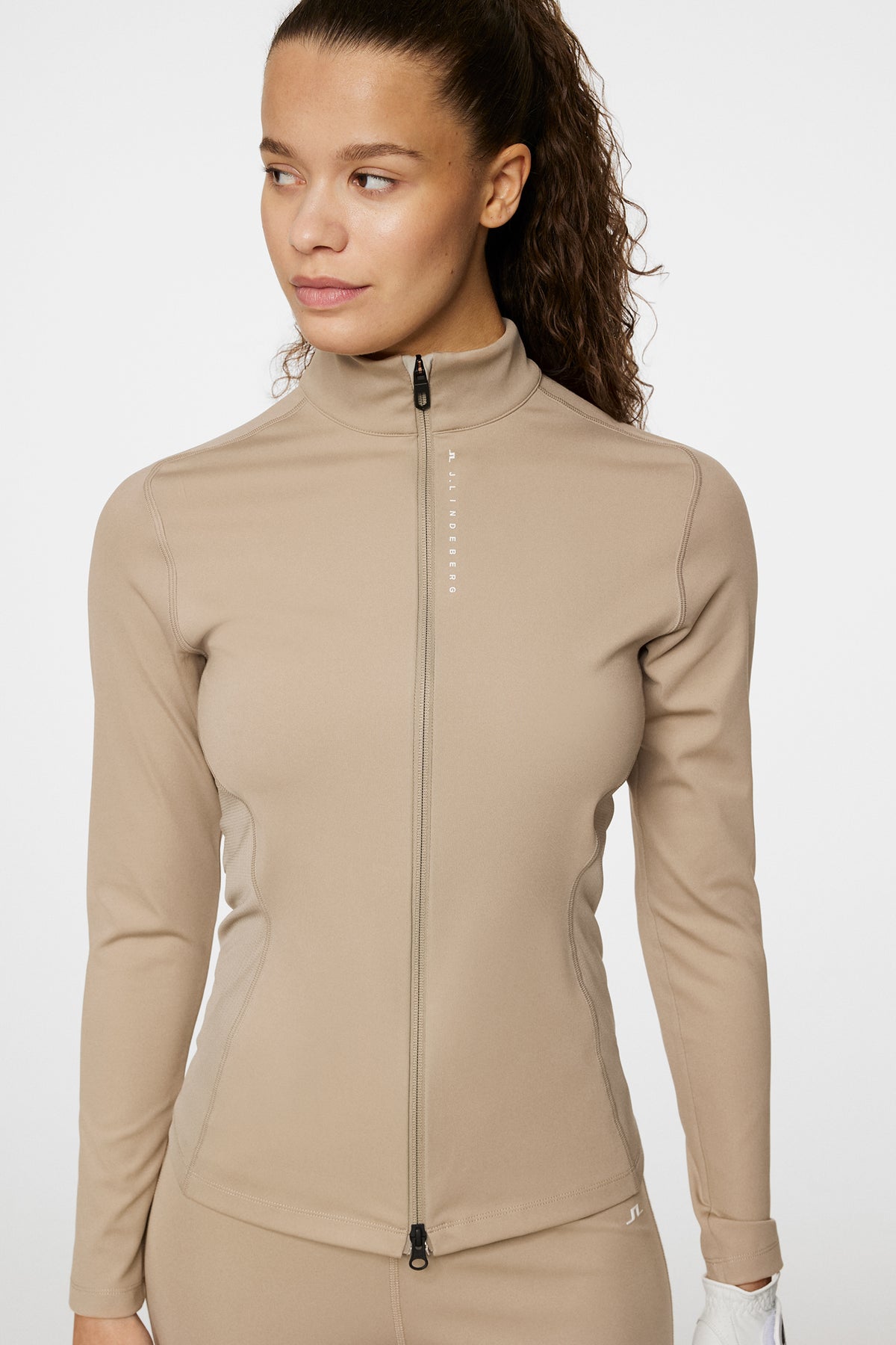 Mel Zip Mid Layer in Vintage Khaki by J.Lindeberg