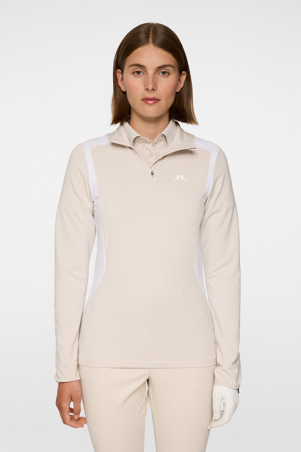 Mae Quarter Zip Mid Layer in Moonbeam by J.Lindeberg