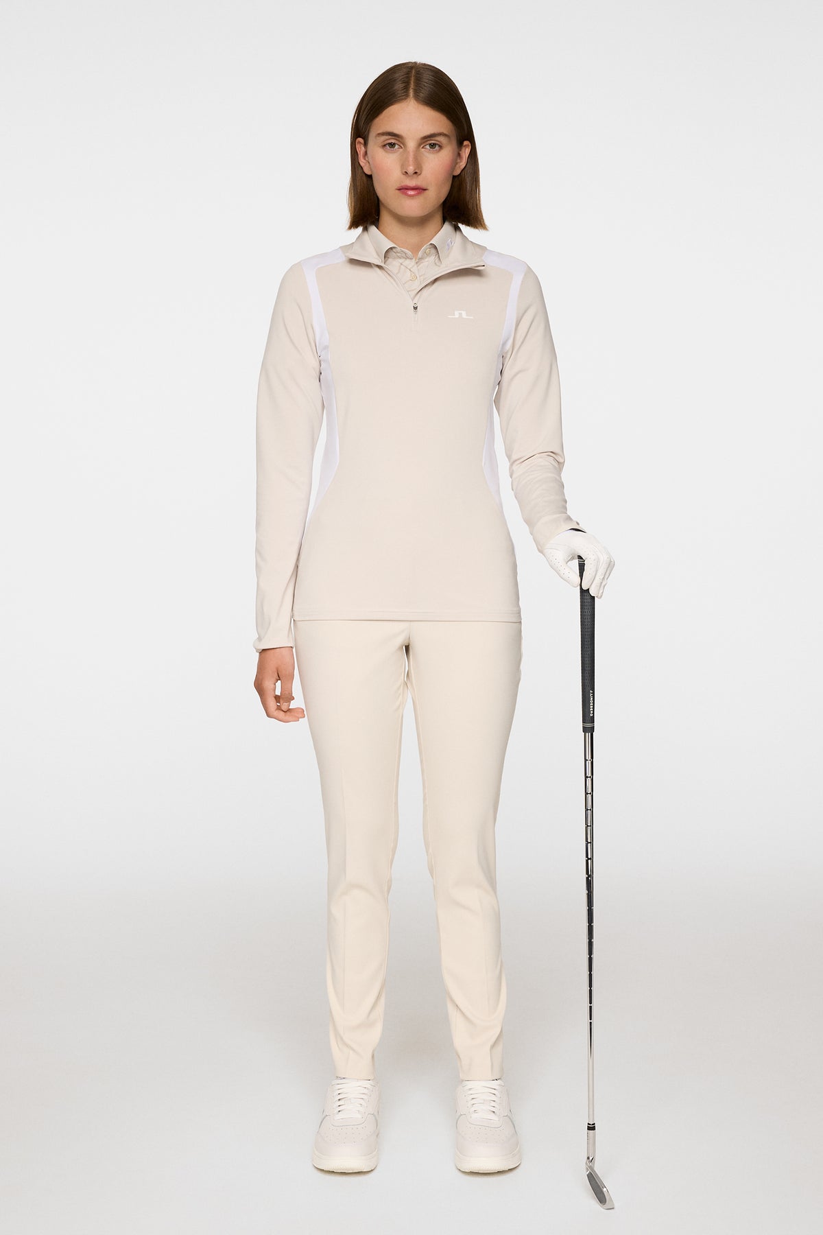 Mae Quarter Zip Mid Layer in Moonbeam by J.Lindeberg