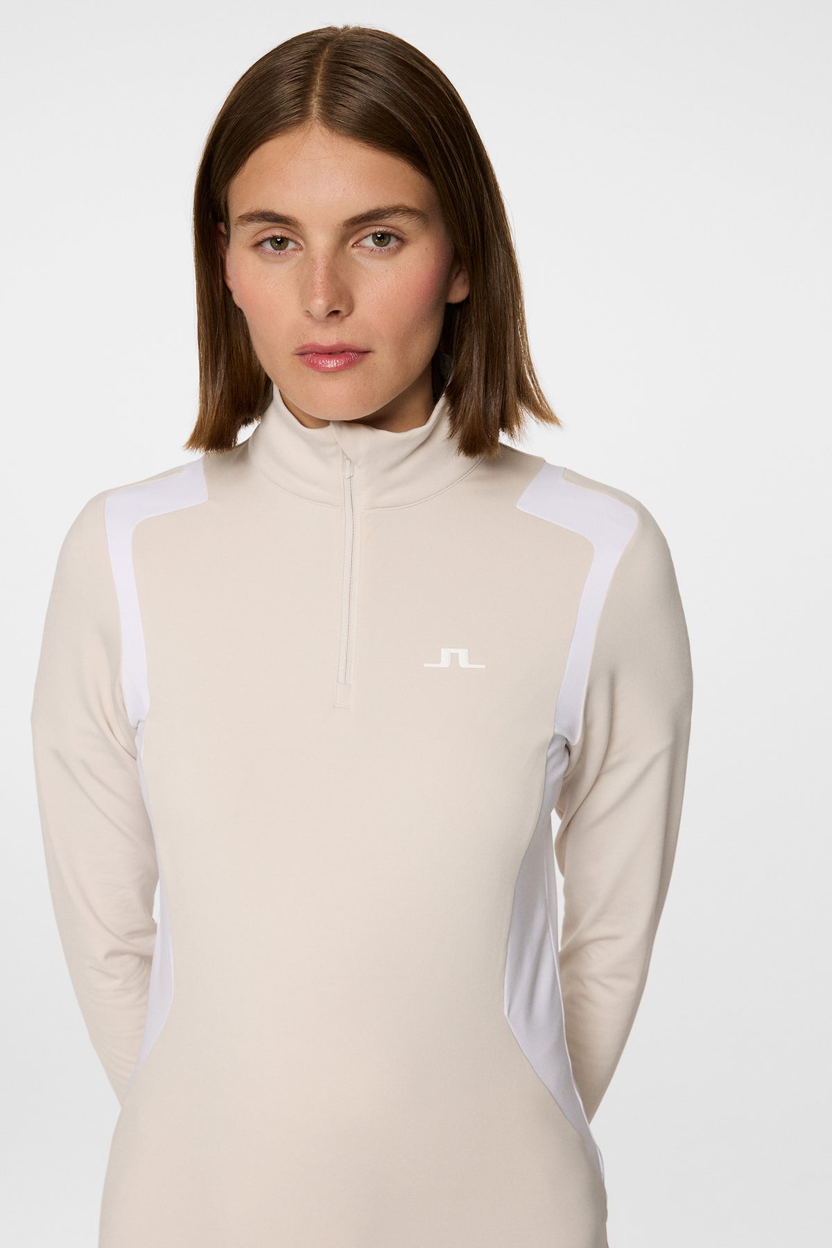 Mae Quarter Zip Mid Layer in Moonbeam by J.Lindeberg