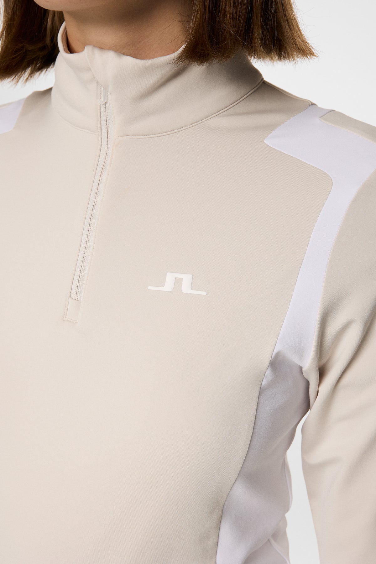 Mae Quarter Zip Mid Layer in Moonbeam by J.Lindeberg
