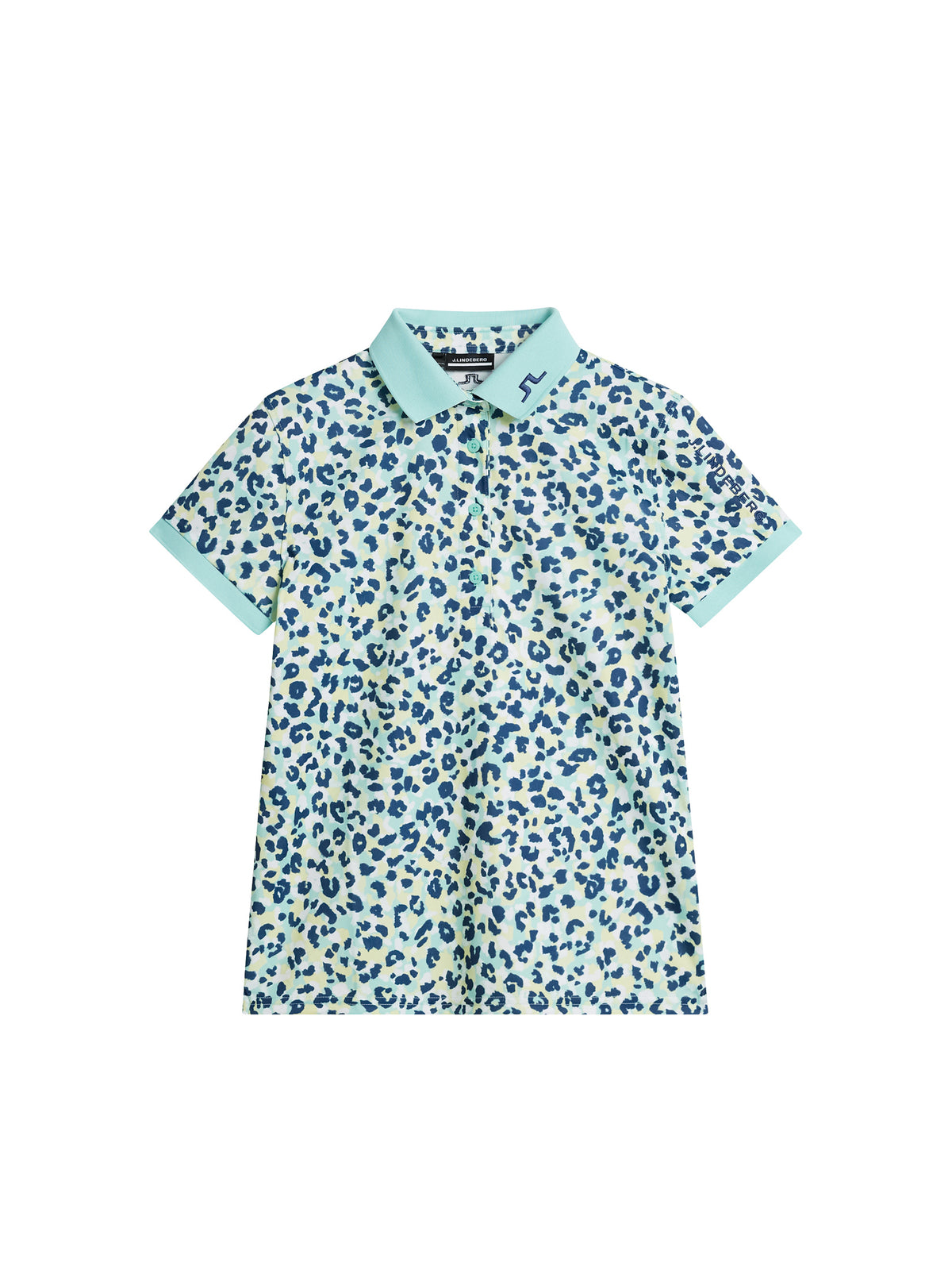 Tour Tech Print Polo in Leopard Aruba Blue by J.Lindeberg