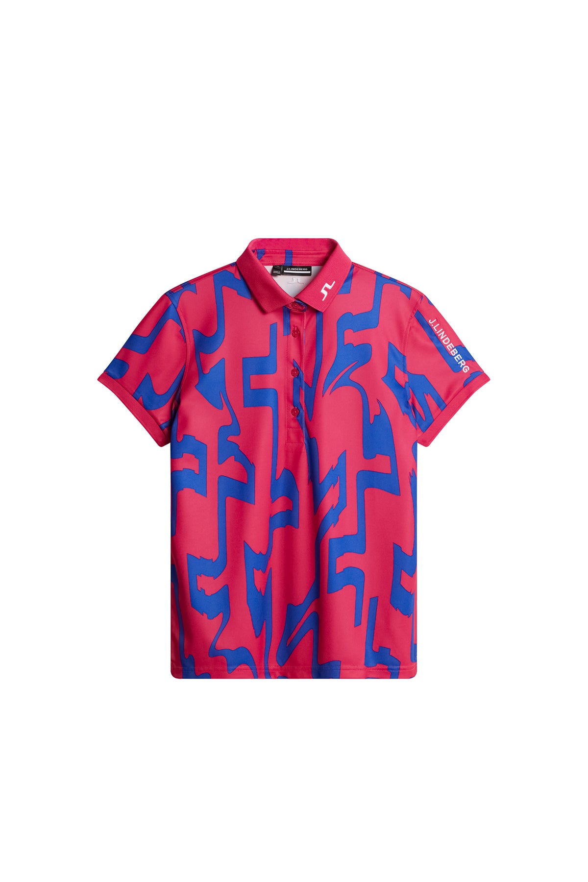 Tour Tech Print Polo in Glitch Bridge Pink by J.Lindeberg