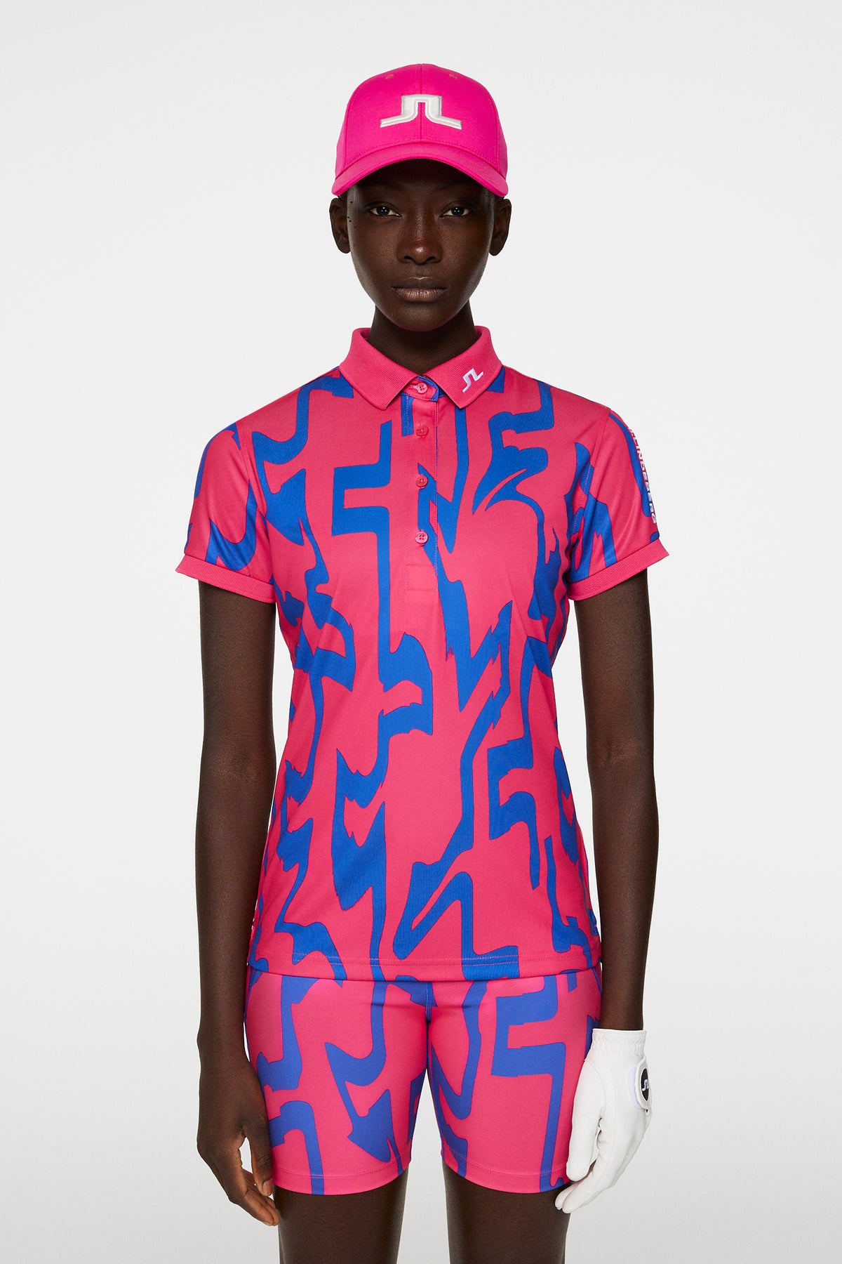 Tour Tech Print Polo in Glitch Bridge Pink by J.Lindeberg