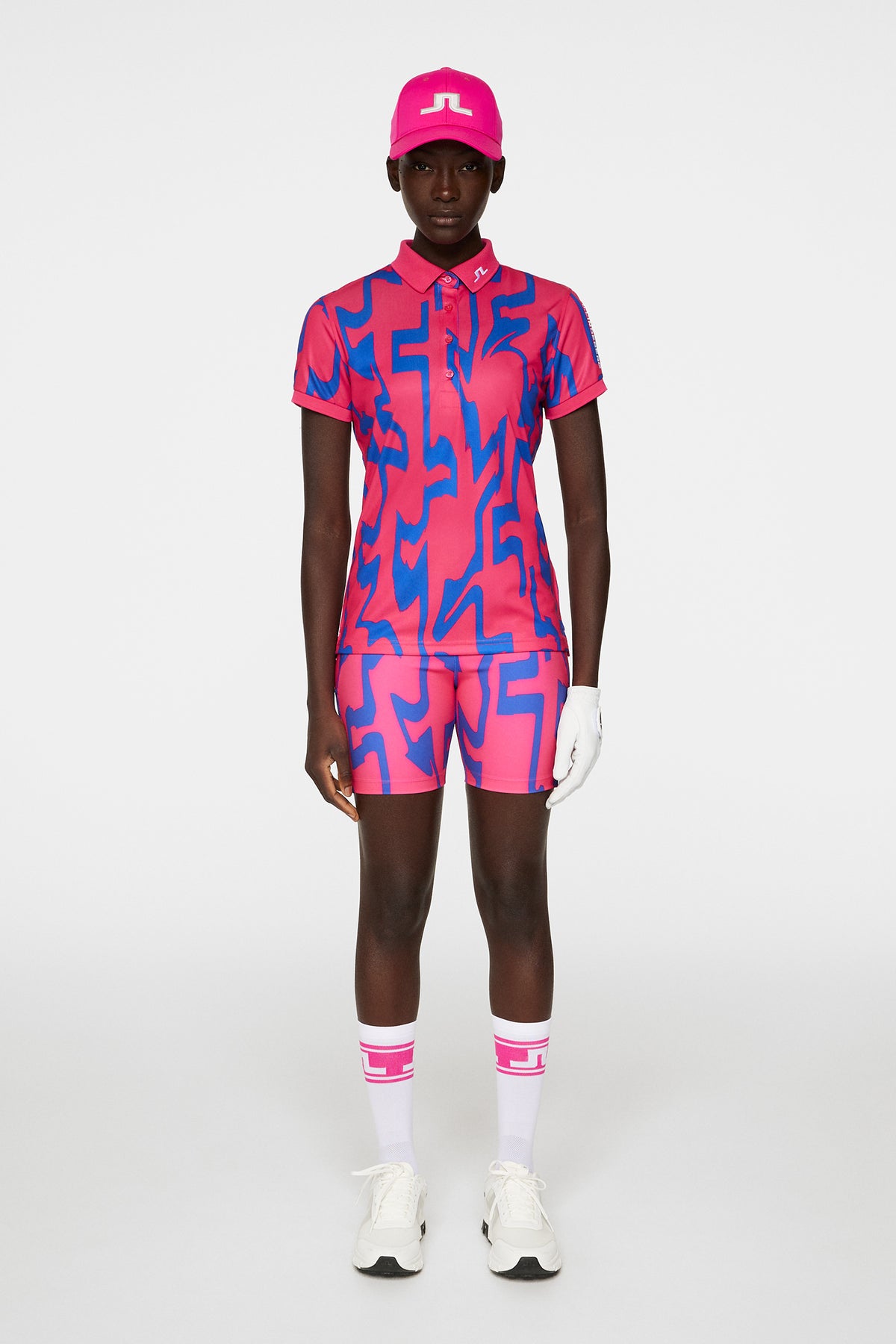 Tour Tech Print Polo in Glitch Bridge Pink by J.Lindeberg