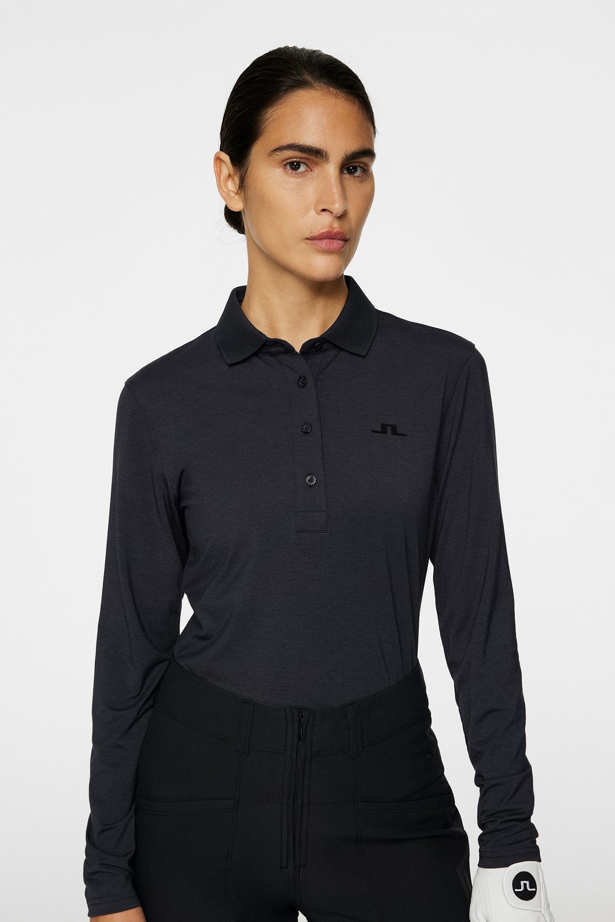 Flor Long Sleeve Polo in Black by J.Lindeberg