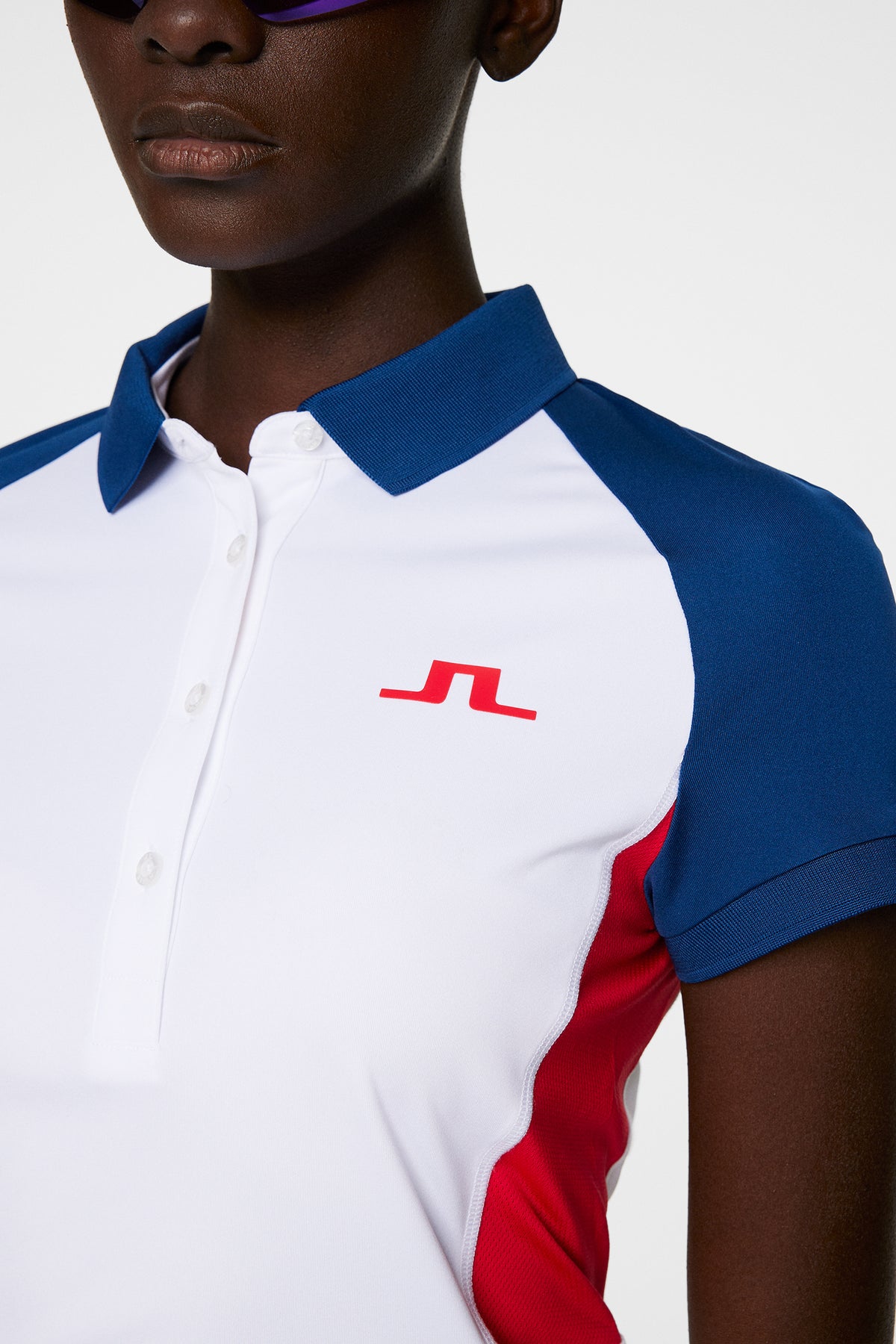 Coralie Colorblock Polo in White by J.Lindeberg