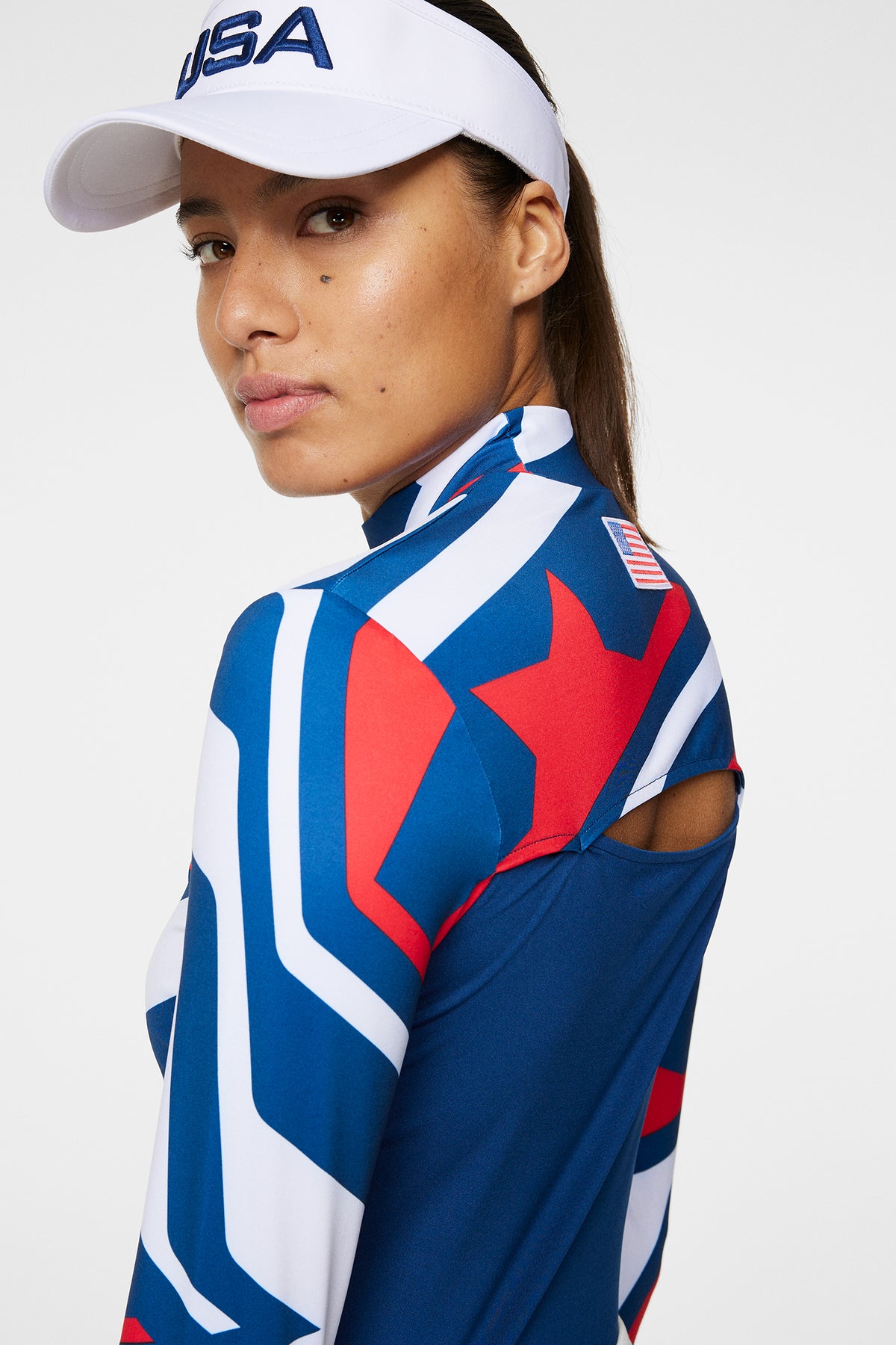 Sylvie Compression Top in US Golf Red by J.Lindeberg