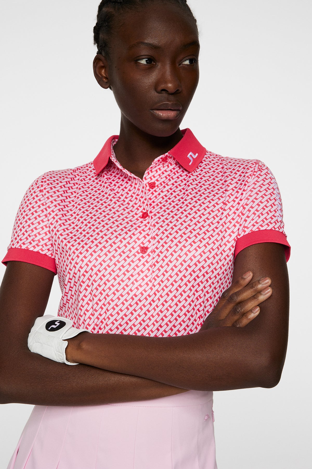 Tour Tech Print Polo in Tour Geo Pink S by J.Lindeberg