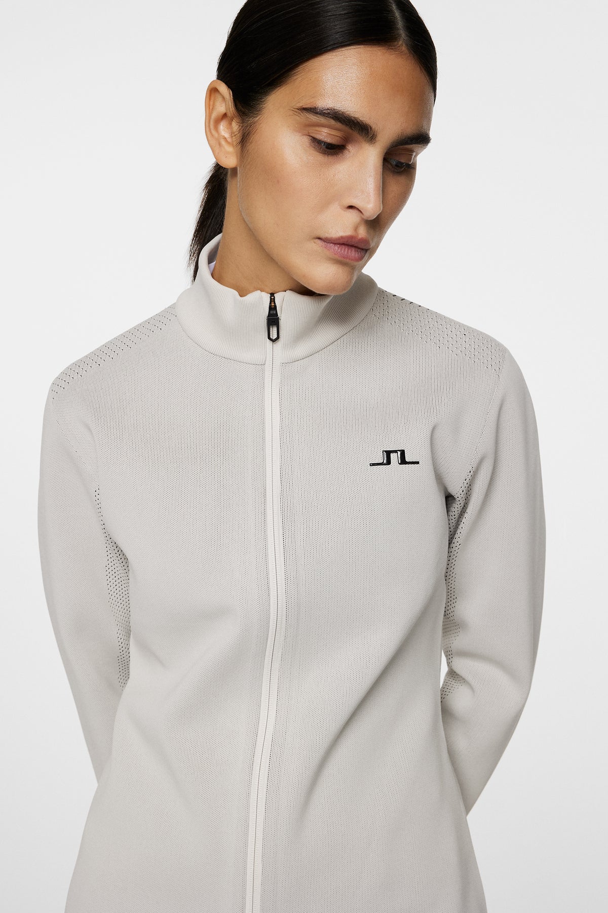 Bell Tech Knit Zip Sweater in Moonbeam by J.Lindeberg