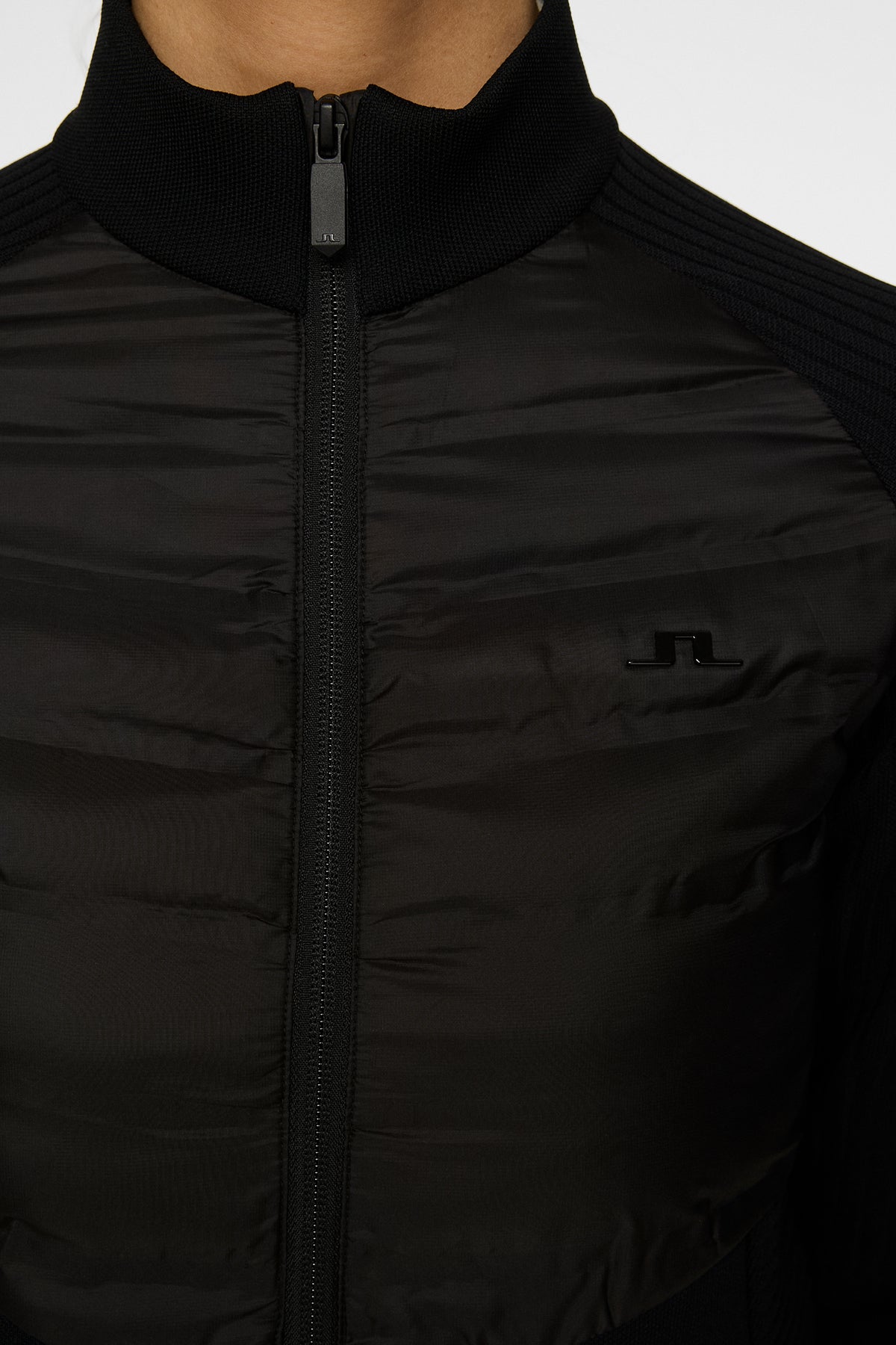 Wendy Tech Knit Zip Sweater in Black by J.Lindeberg