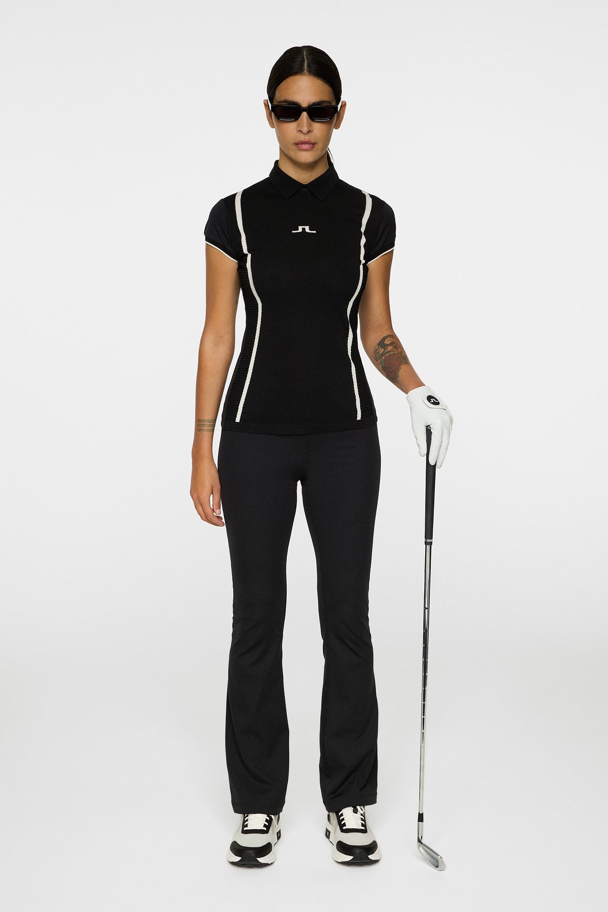Theodora Hybrid Knit Shirt in Black by J.Lindeberg