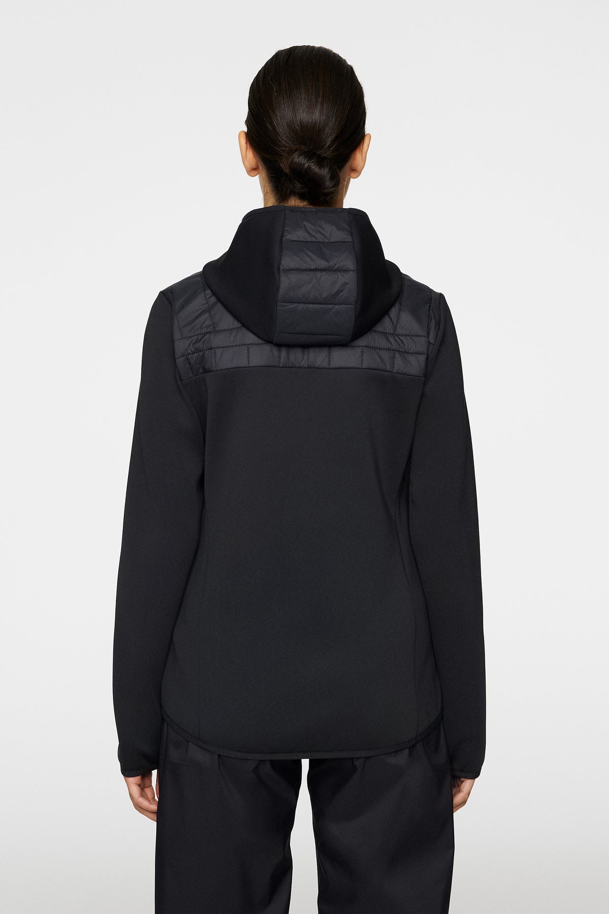 Holma Quilt Hybrid Hood in Black by J.Lindeberg