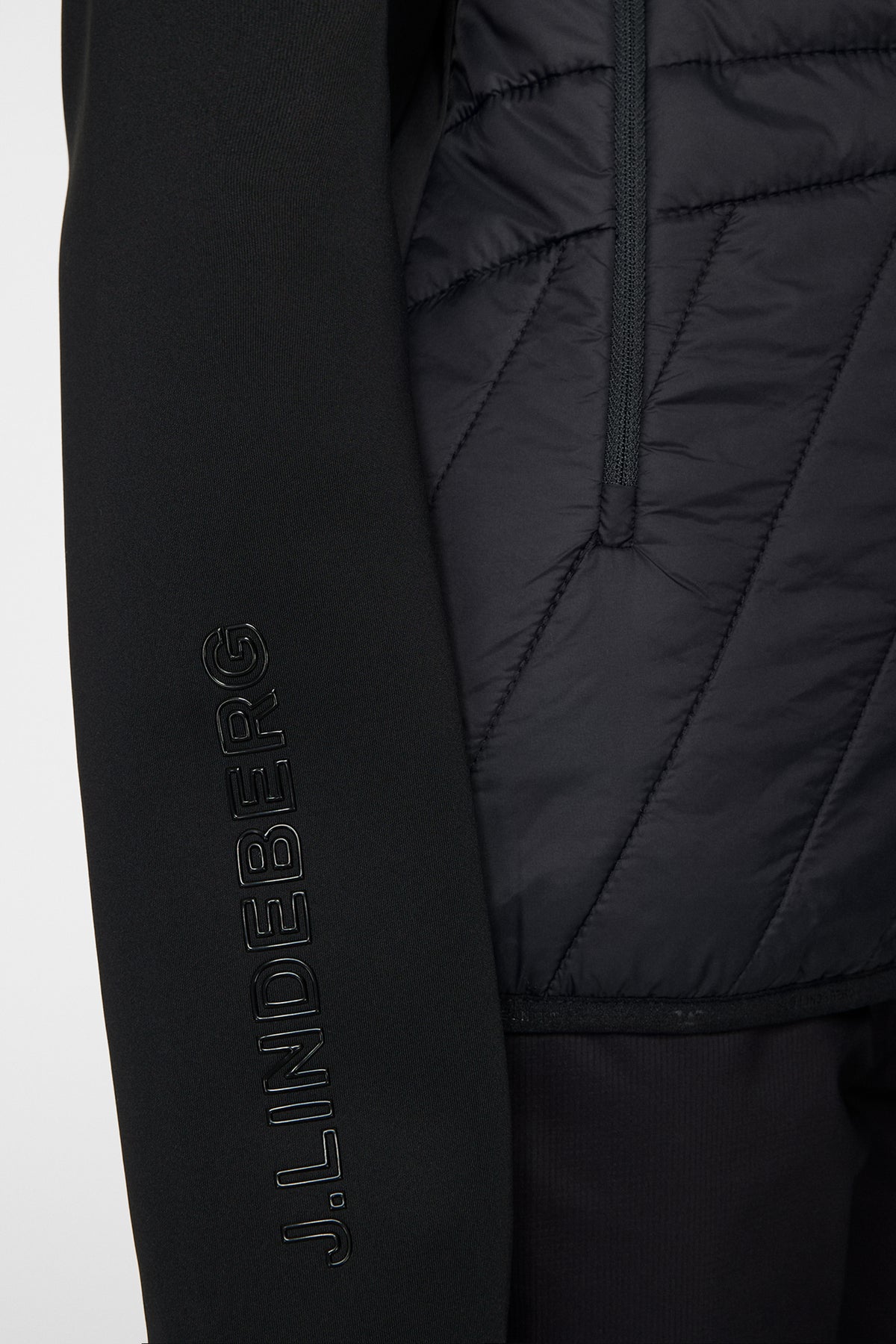 Holma Quilt Hybrid Hood in Black by J.Lindeberg