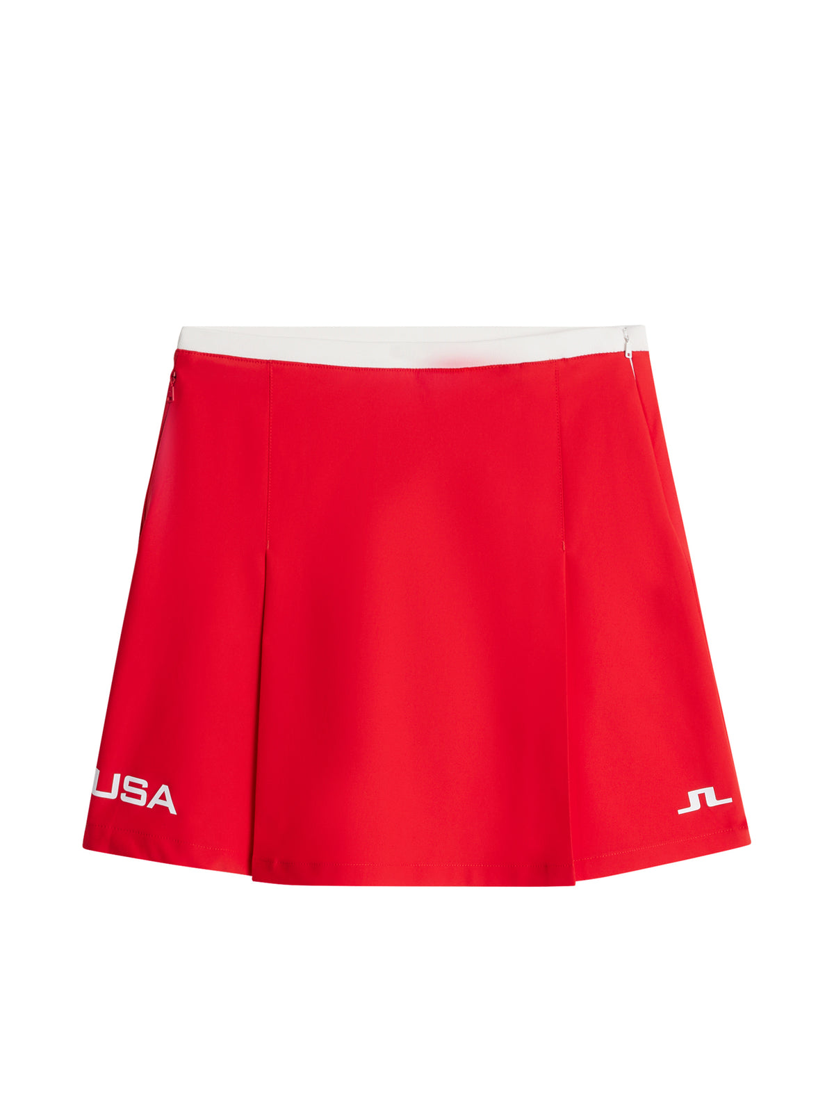 Elle Pleated Skirt in Flame Scarlet by J.Lindeberg