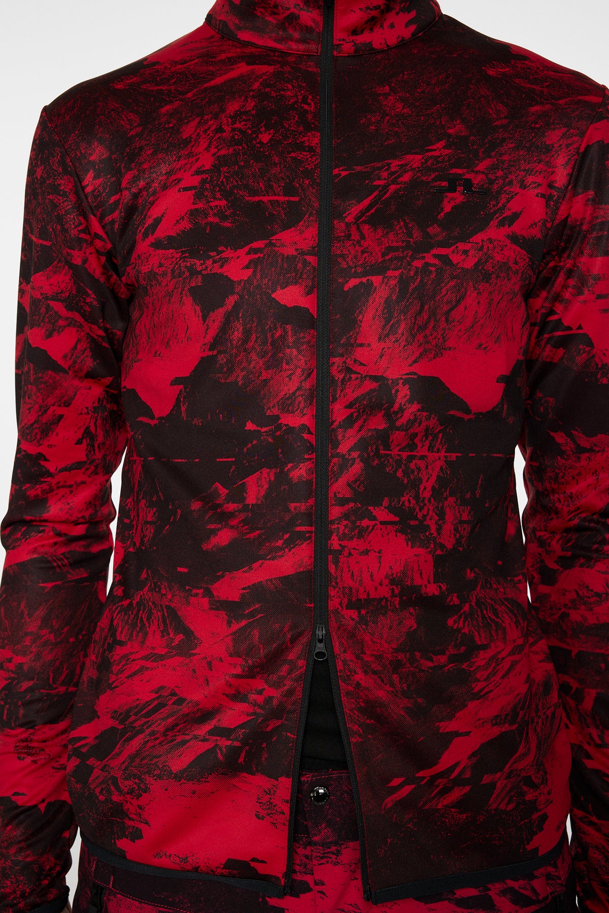 Eddie Print Mid Layer in Mountain Glitch Red by J.Lindeberg