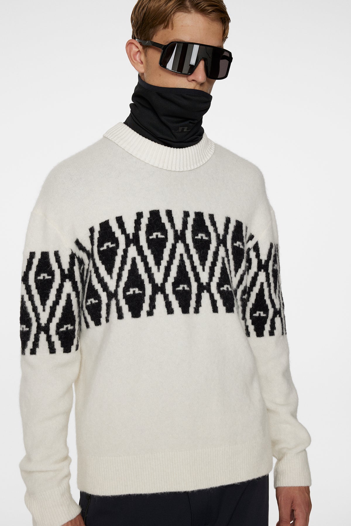 Jalen Jacquard Knitted Sweater in Whisper White by J.Lindeberg