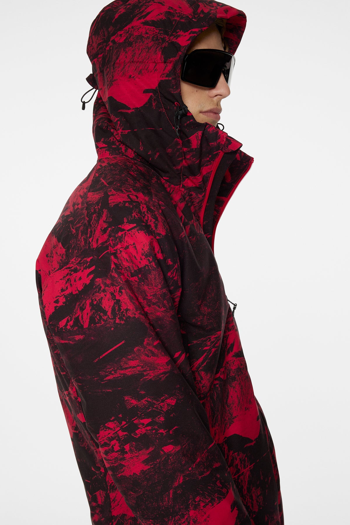 Ace Jacket Printed in Mountain Glitch Red by J.Lindeberg