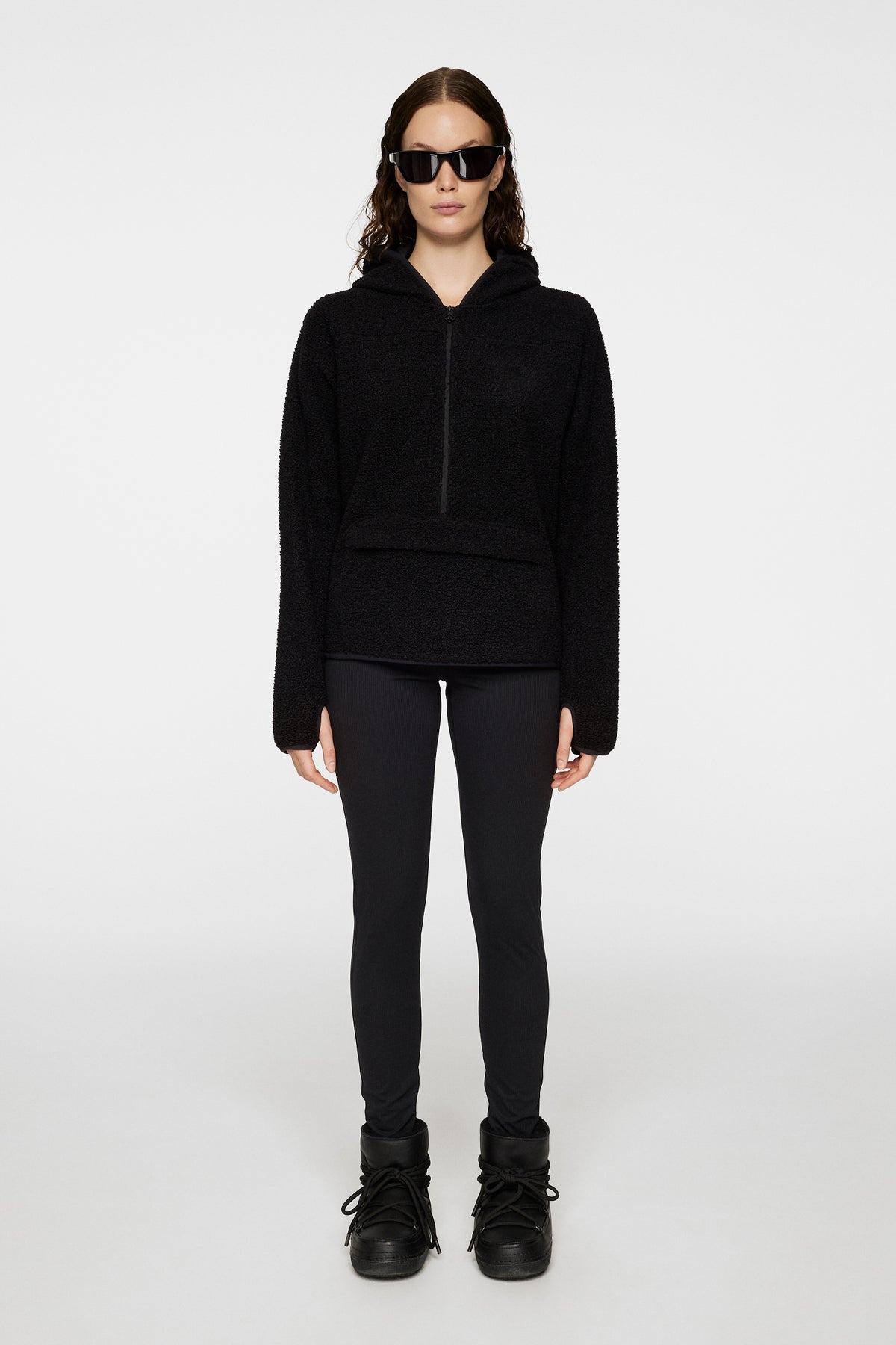 Delise Pile Hoodie in Black by J.Lindeberg