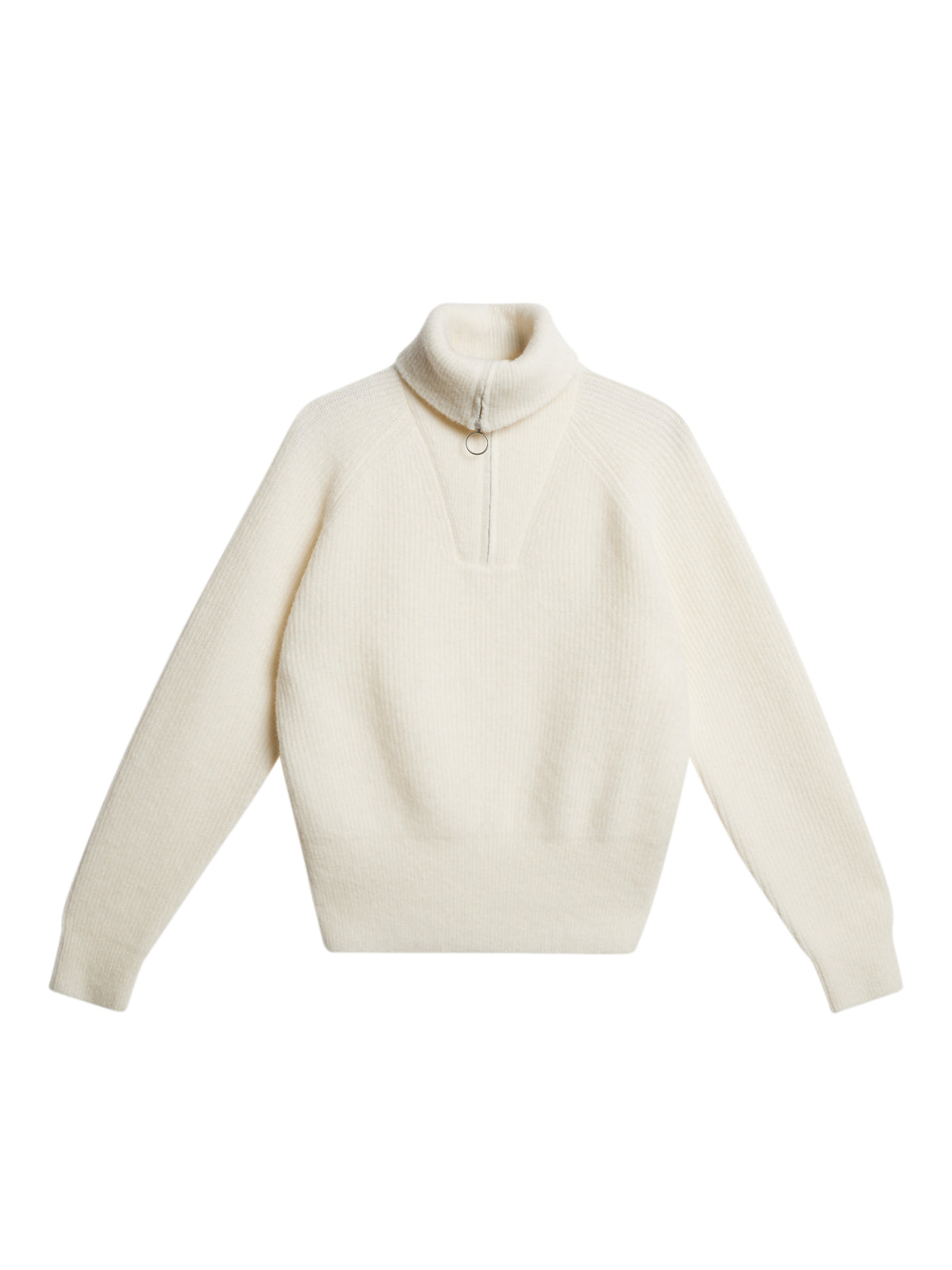 Finja Knitted Zip Sweater in Whisper White by J.Lindeberg