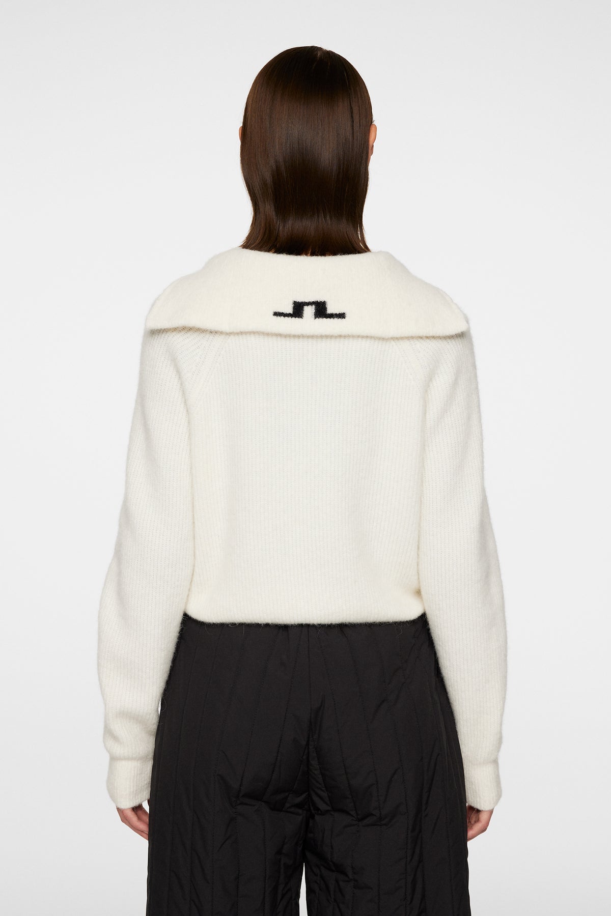 Finja Knitted Zip Sweater in Whisper White by J.Lindeberg