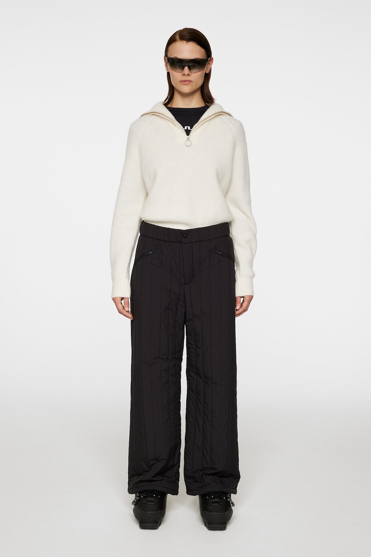 Finja Knitted Zip Sweater in Whisper White by J.Lindeberg