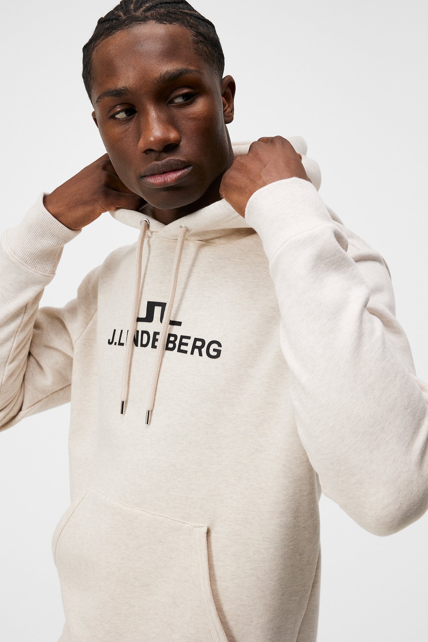 Alpha Hood in Beige Melange by J.Lindeberg