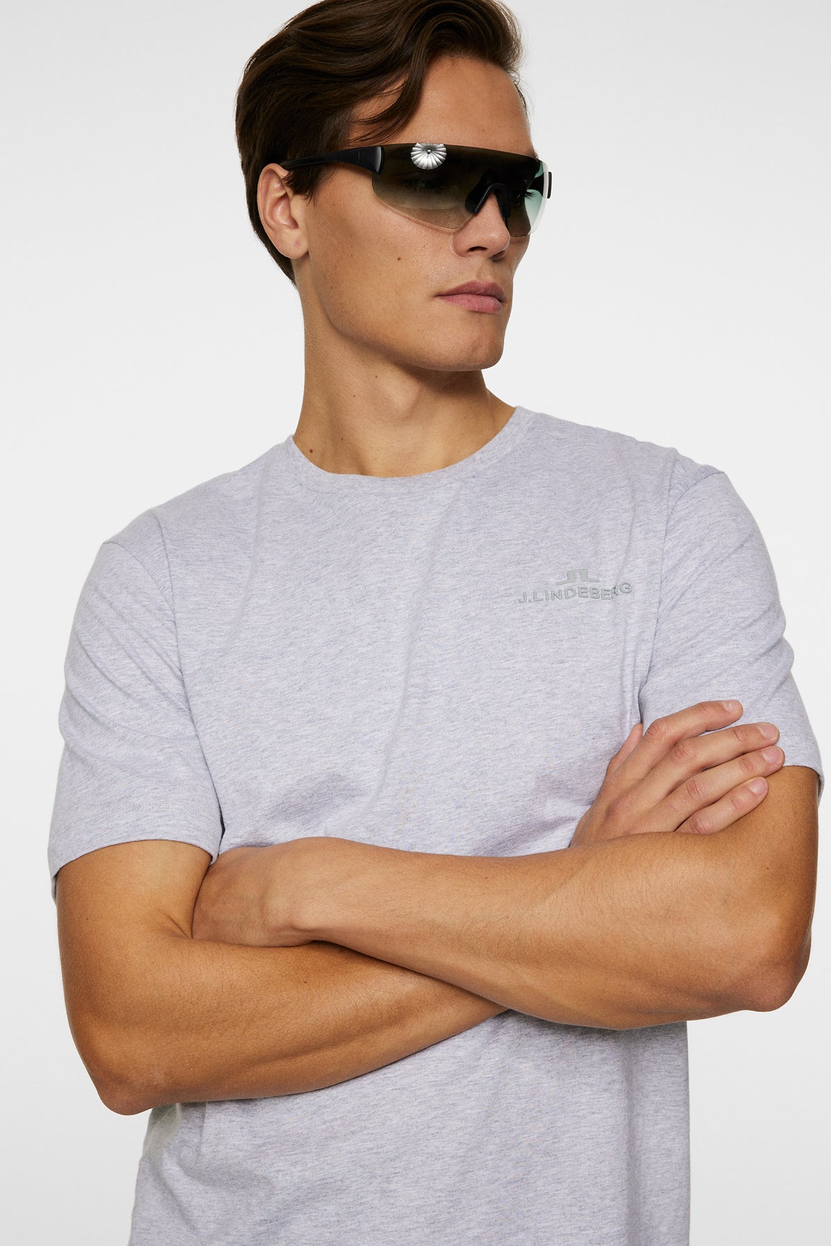Alpha T-shirt in Light Grey Melange by J.Lindeberg