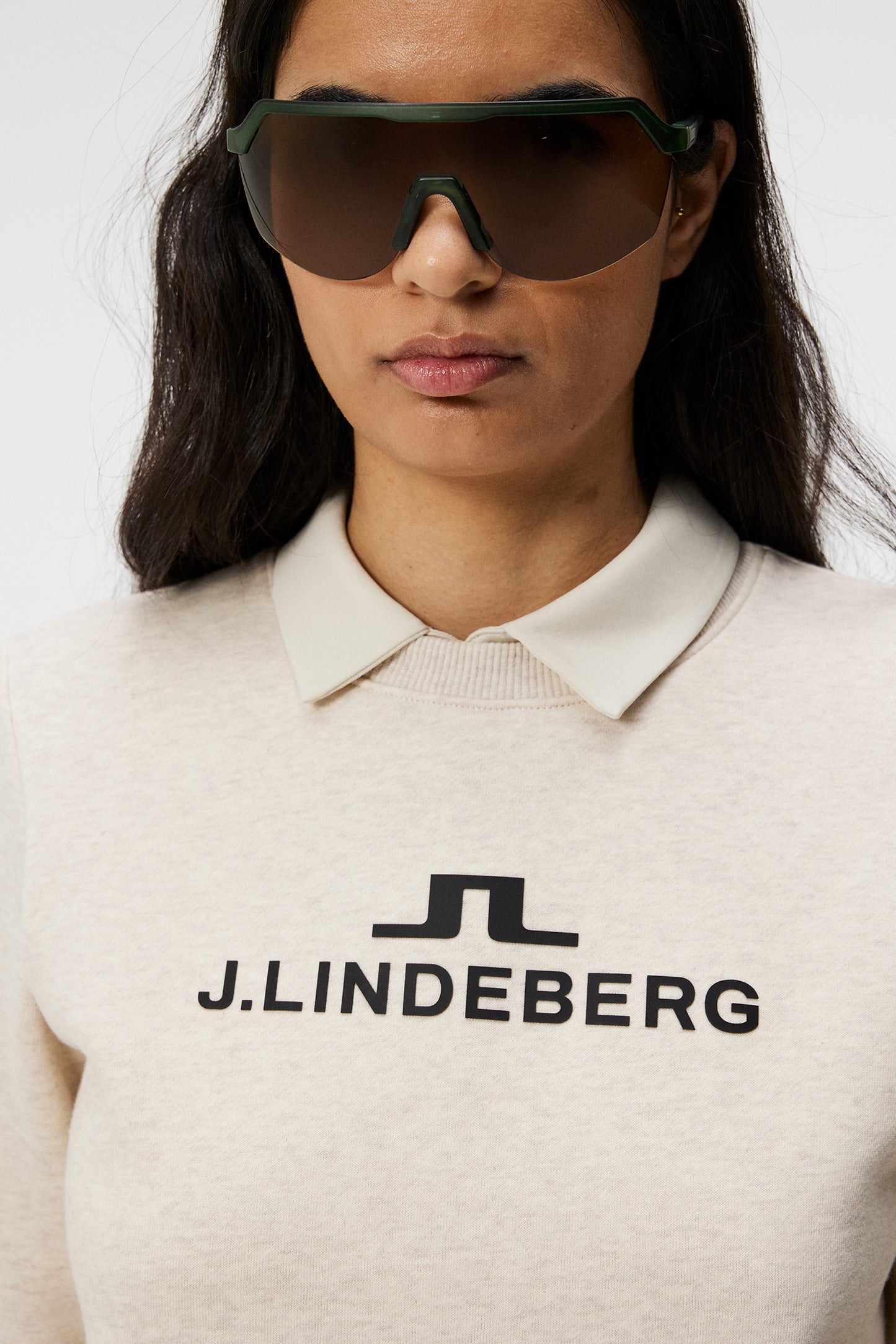W Alpha Crew Neck in Beige Melange by J.Lindeberg