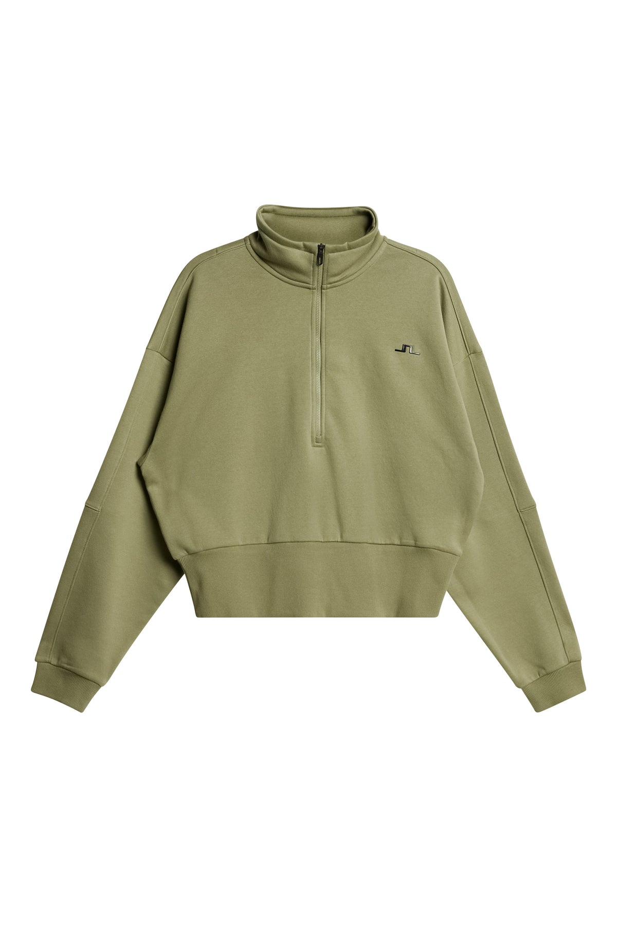 Lucia Zip Mock Neck in Oil Green by J.Lindeberg