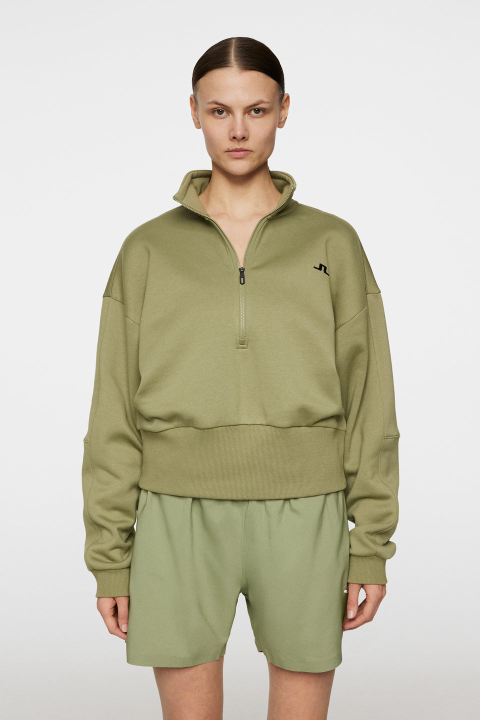 Lucia Zip Mock Neck / Oil Green