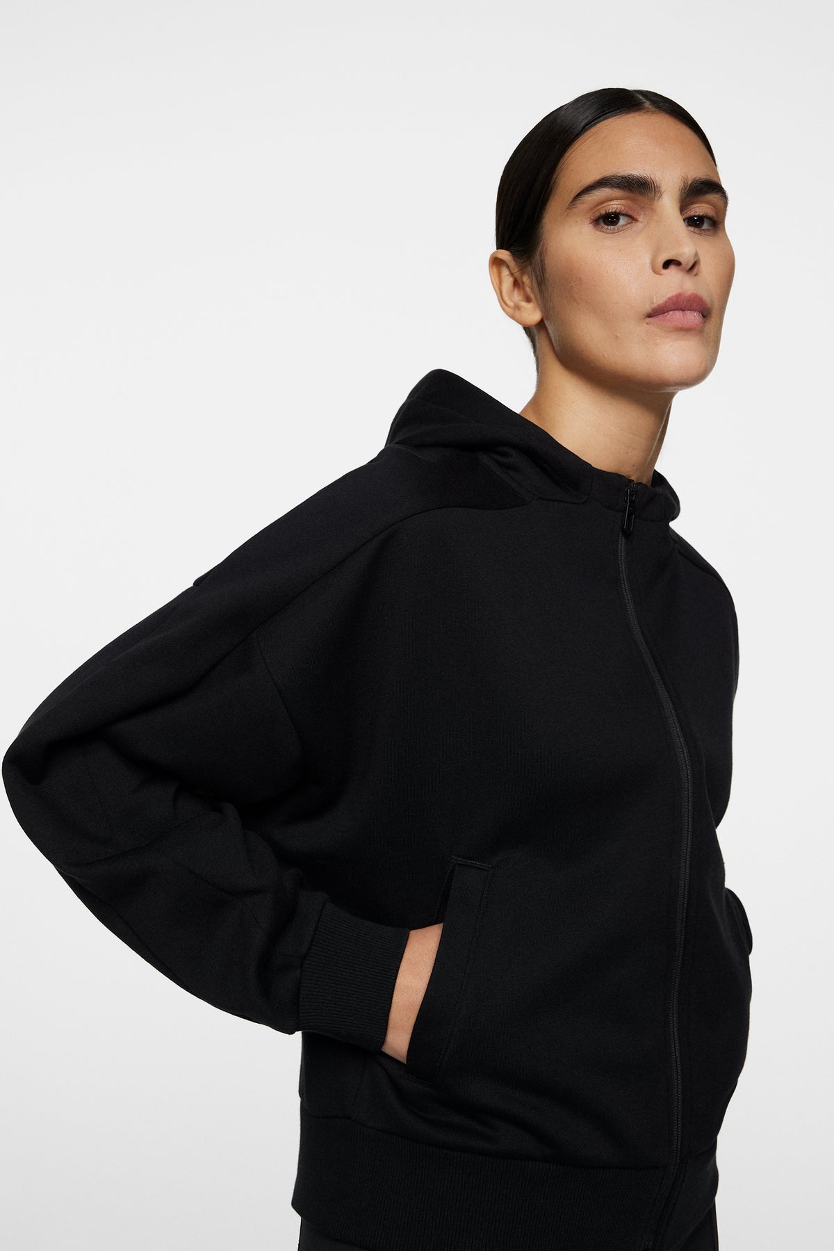 Sky Hood Sweatshirt in Black by J.Lindeberg