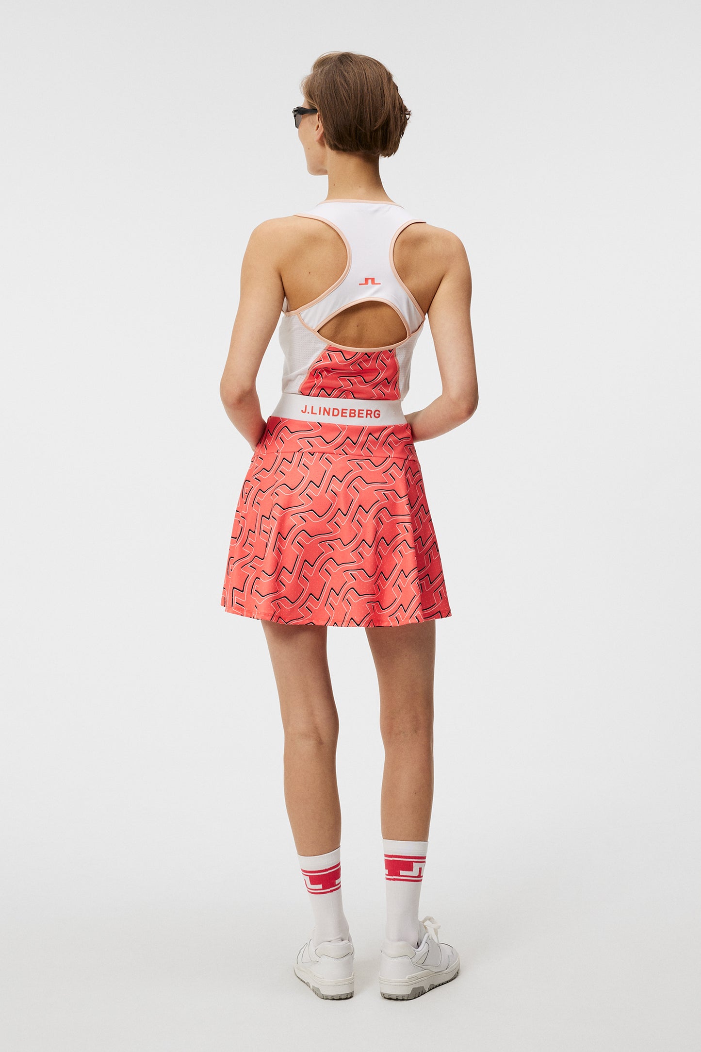 Miriam Print Top in Outline Bridge Wave Coral by J.Lindeberg