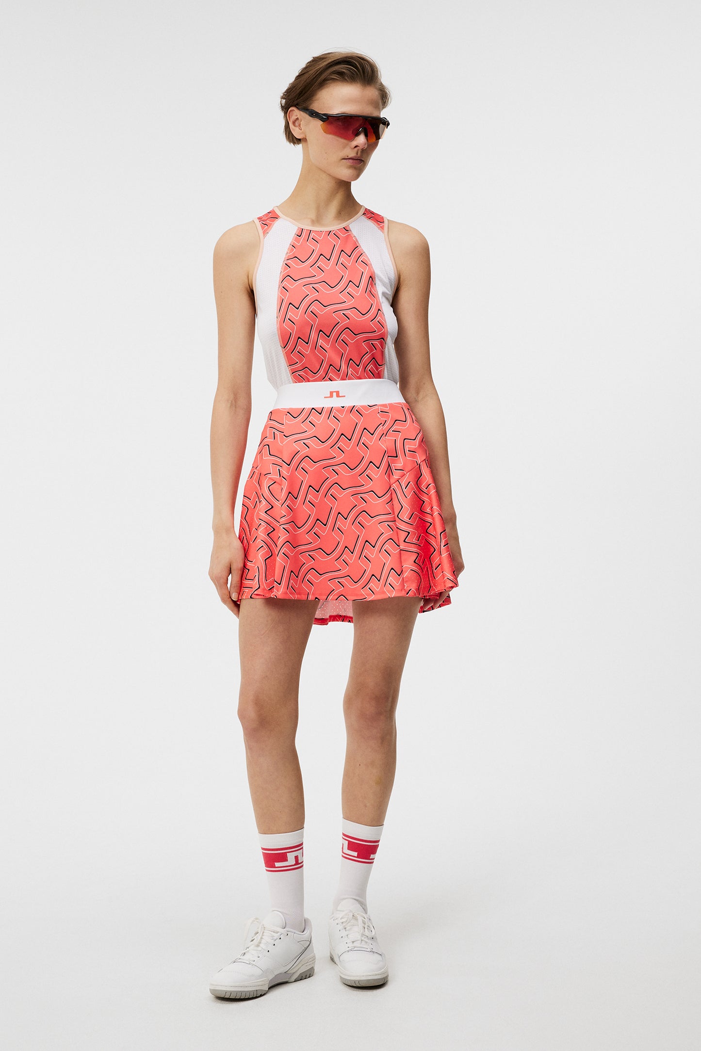 Miriam Print Top in Outline Bridge Wave Coral by J.Lindeberg