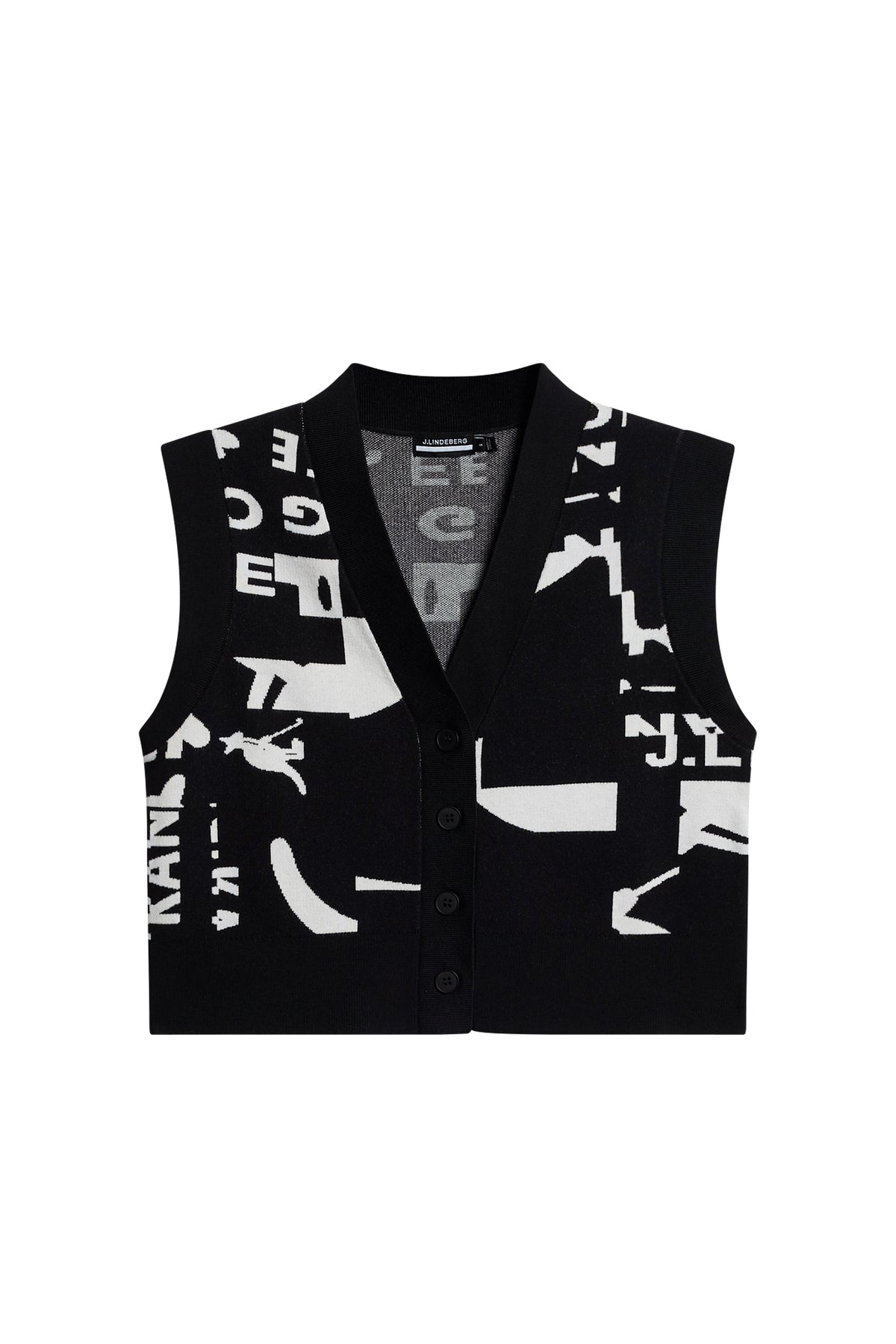 Jackie Jacquard Vest in JL Kangol Black White M by J.Lindeberg