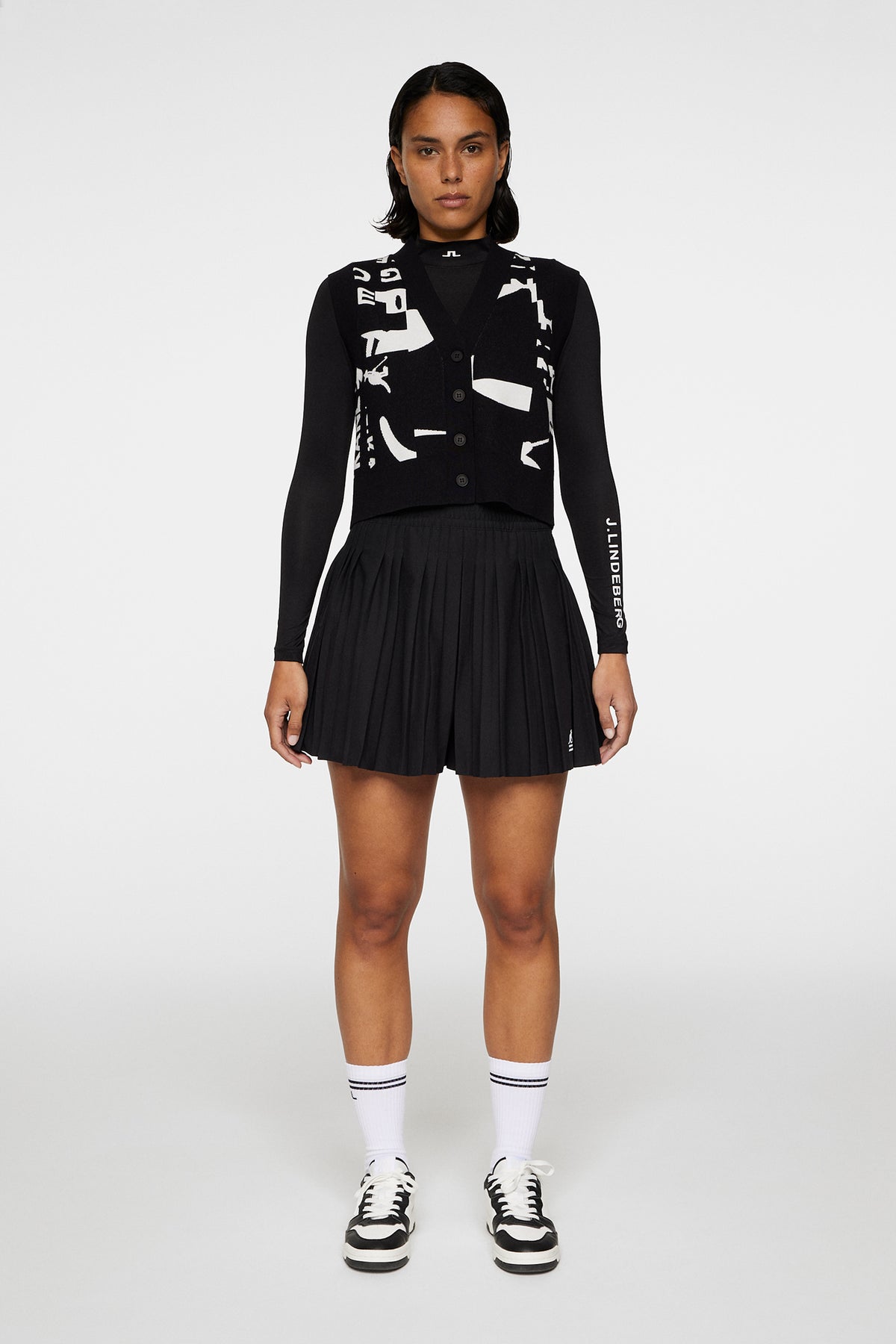 Jackie Jacquard Vest in JL Kangol Black White M by J.Lindeberg