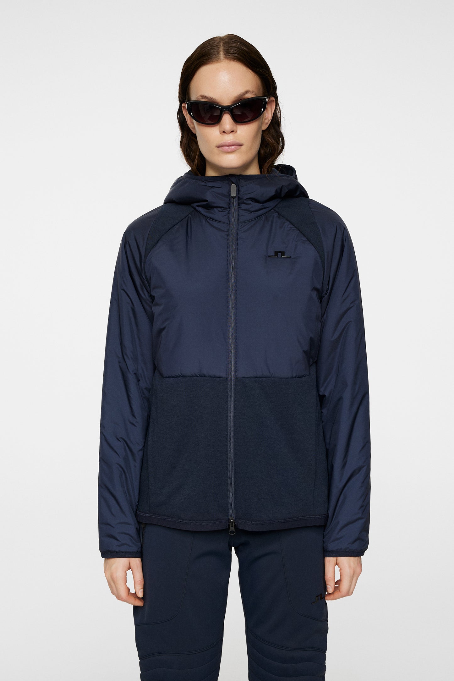 Shona Hybrid Hood Jacket in JL Navy by J.Lindeberg