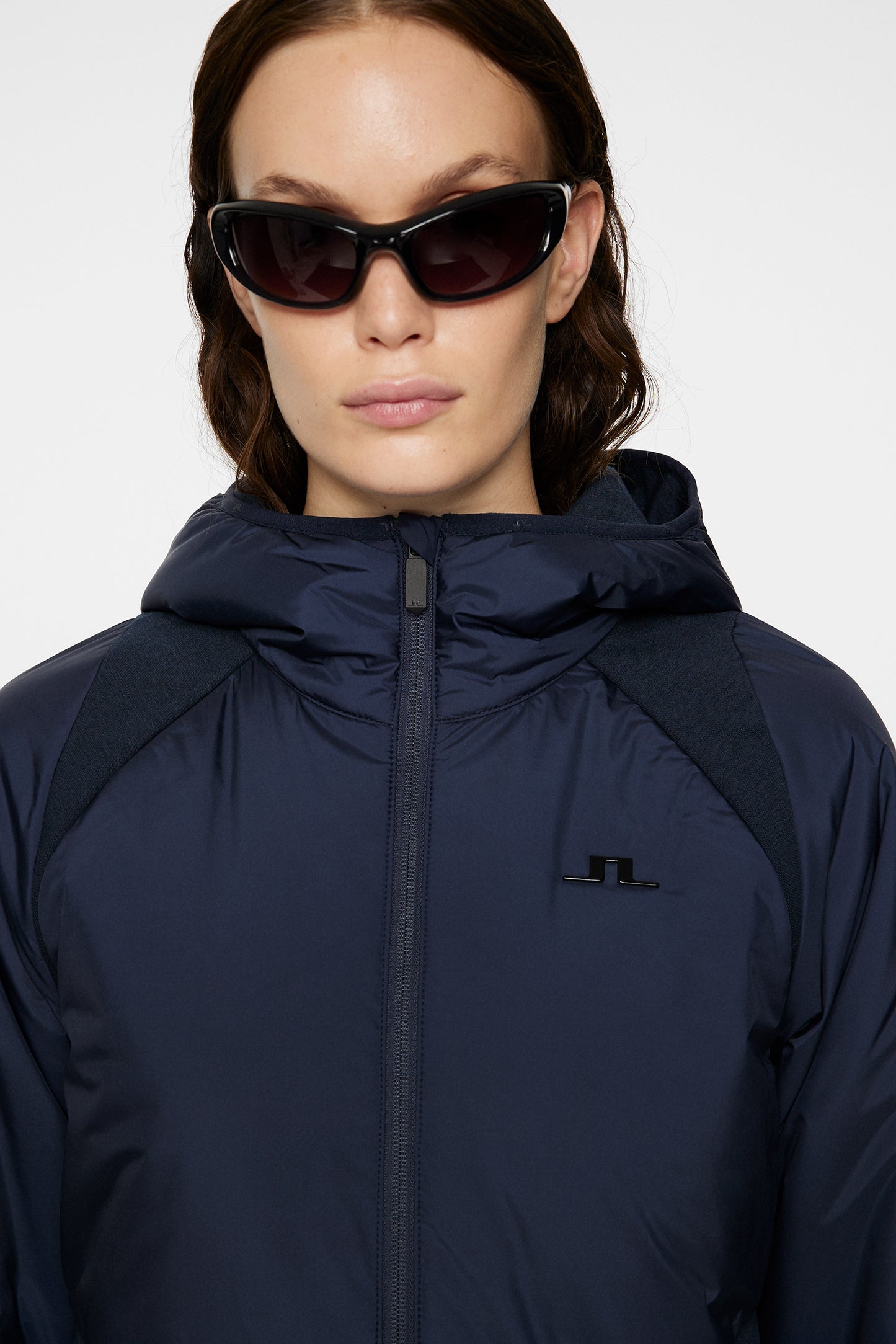 Shona Hybrid Hood Jacket in JL Navy by J.Lindeberg