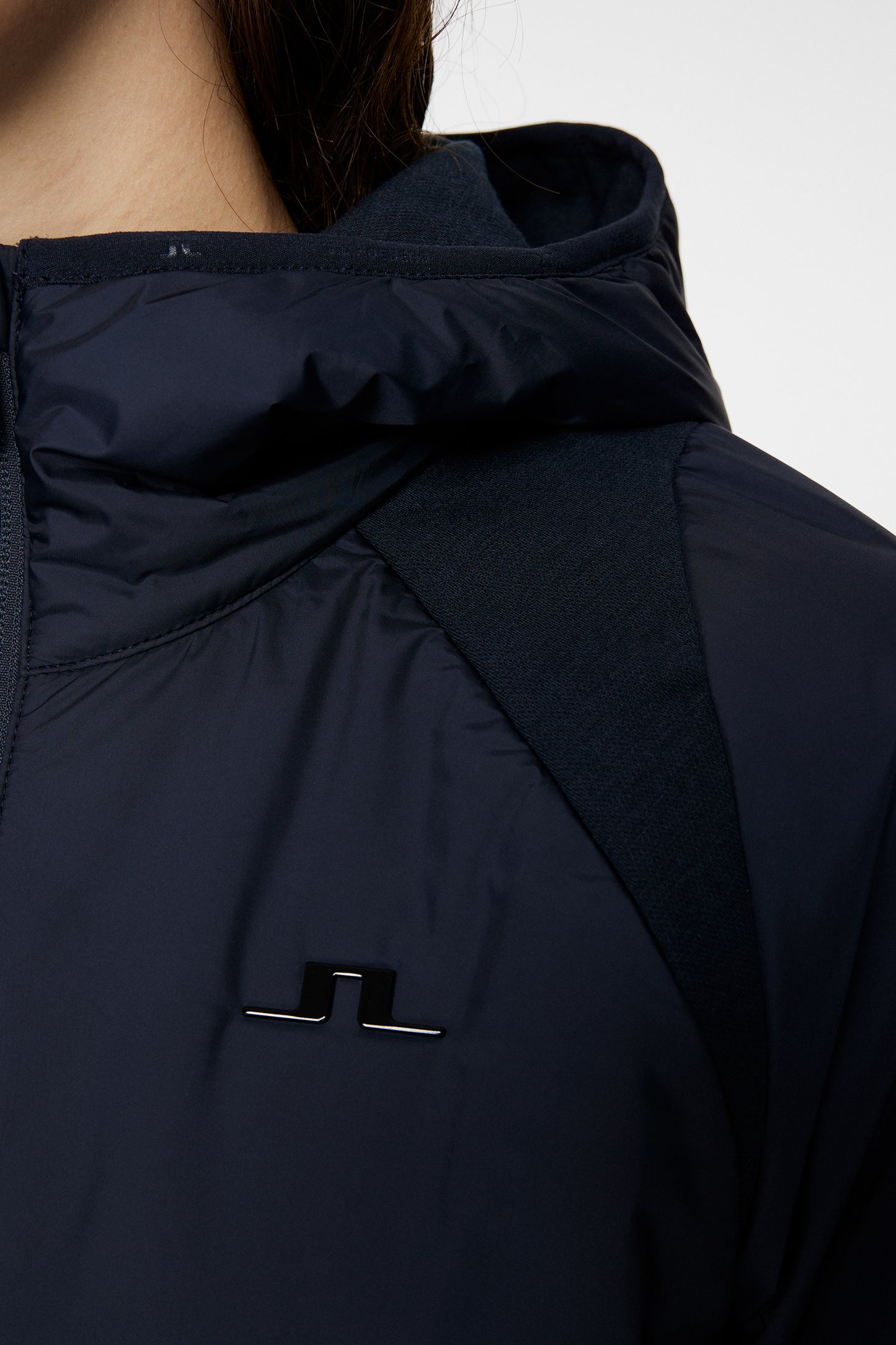 Shona Hybrid Hood Jacket in JL Navy by J.Lindeberg