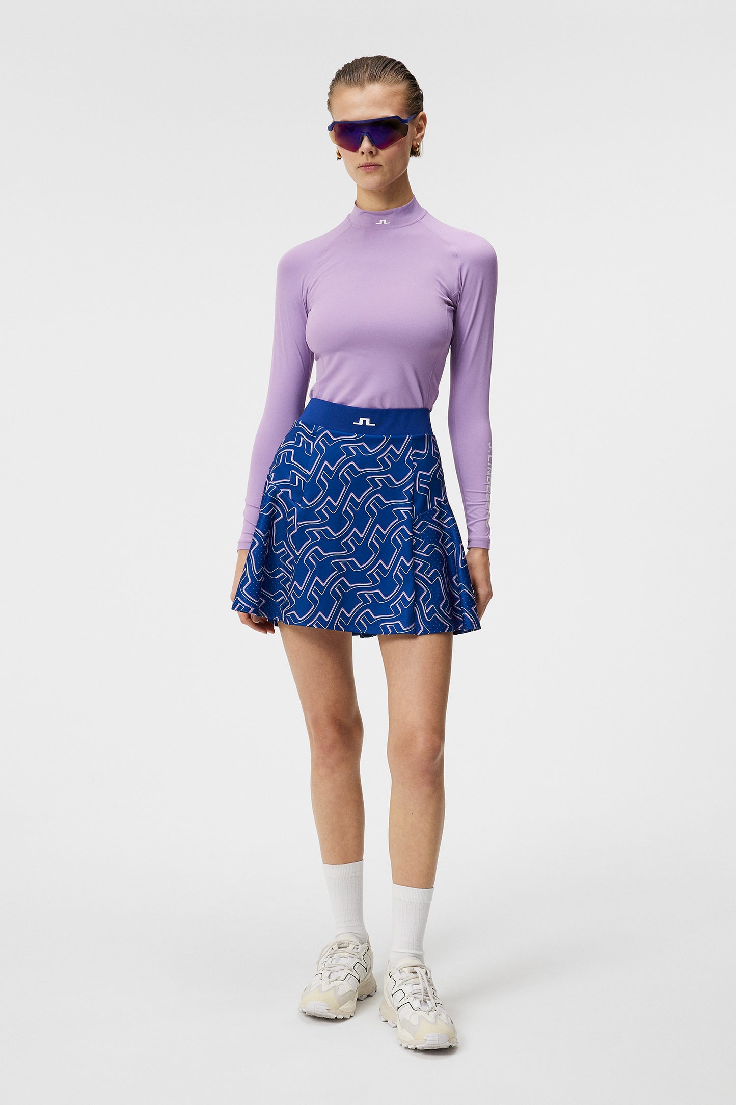 Jane Print Skirt in Outline Bridge Wave Blue by J.Lindeberg
