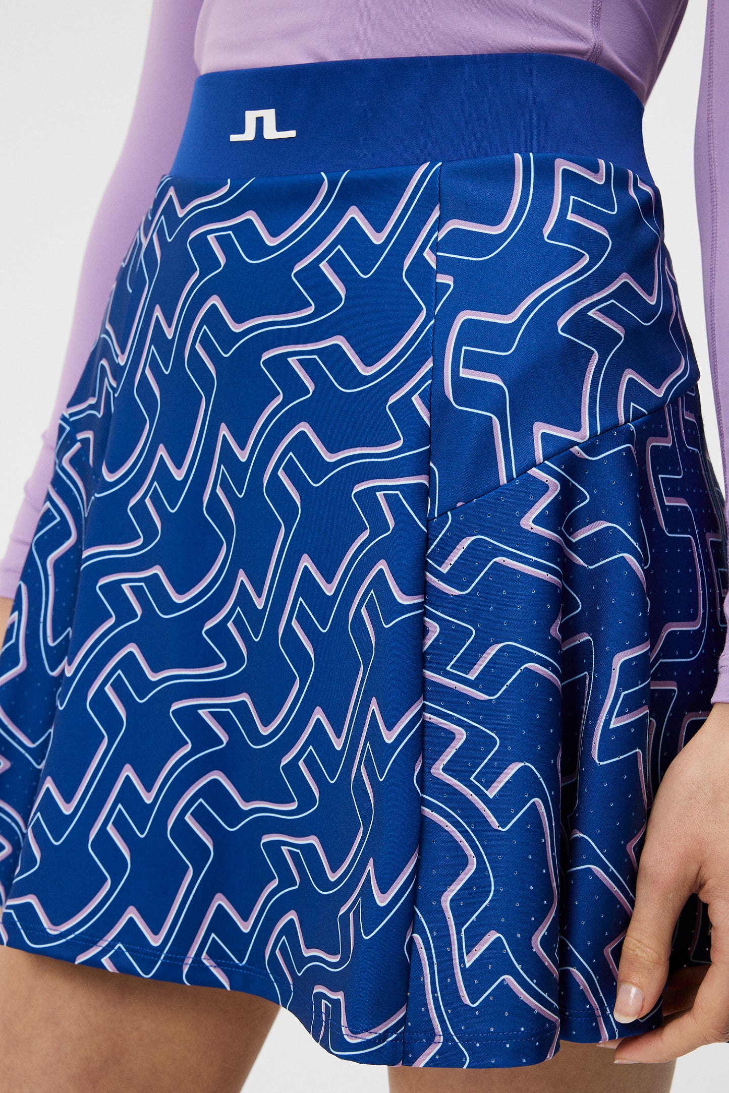 Jane Print Skirt in Outline Bridge Wave Blue by J.Lindeberg