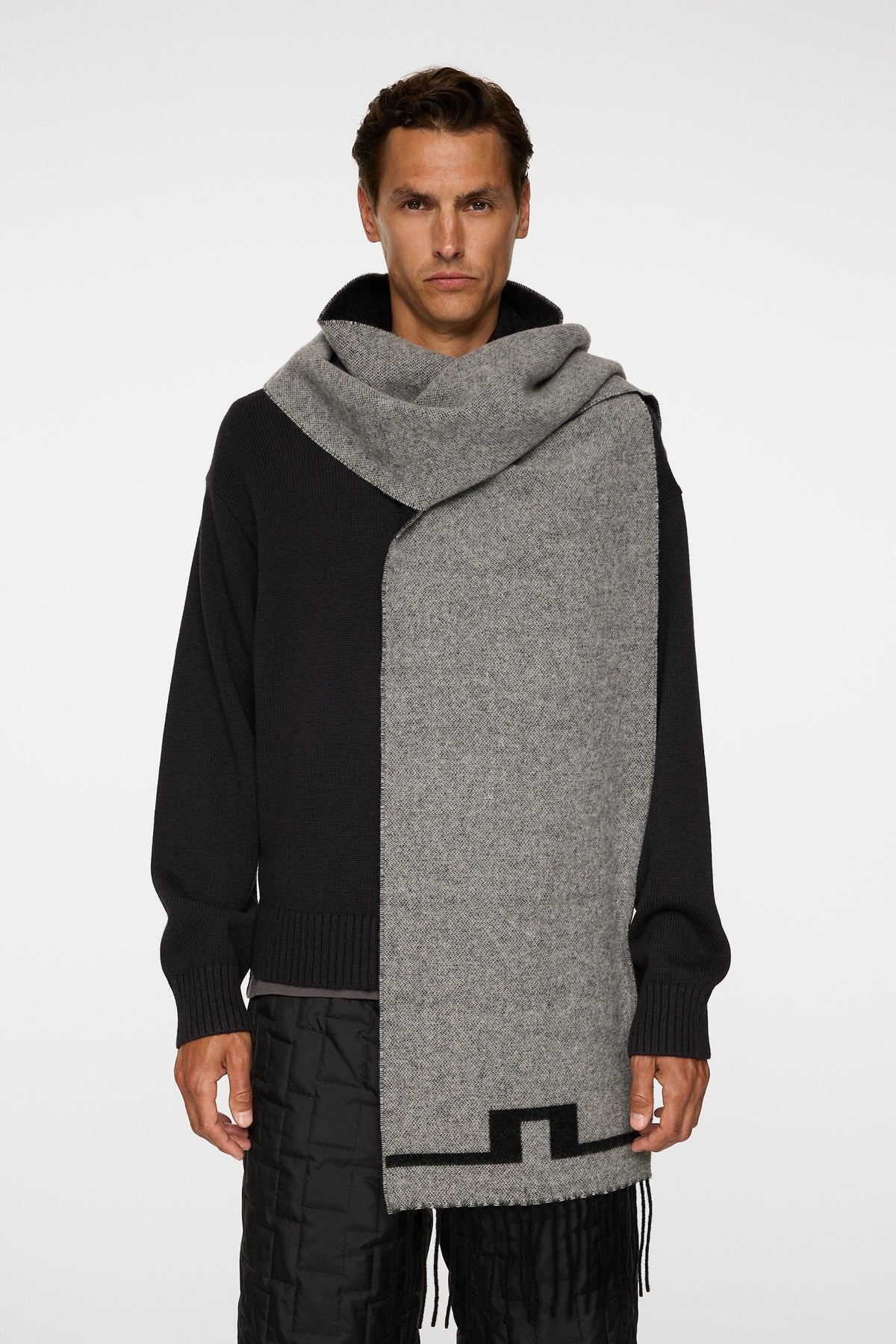 Champ Double Sided  Scarf in Black by J.Lindeberg