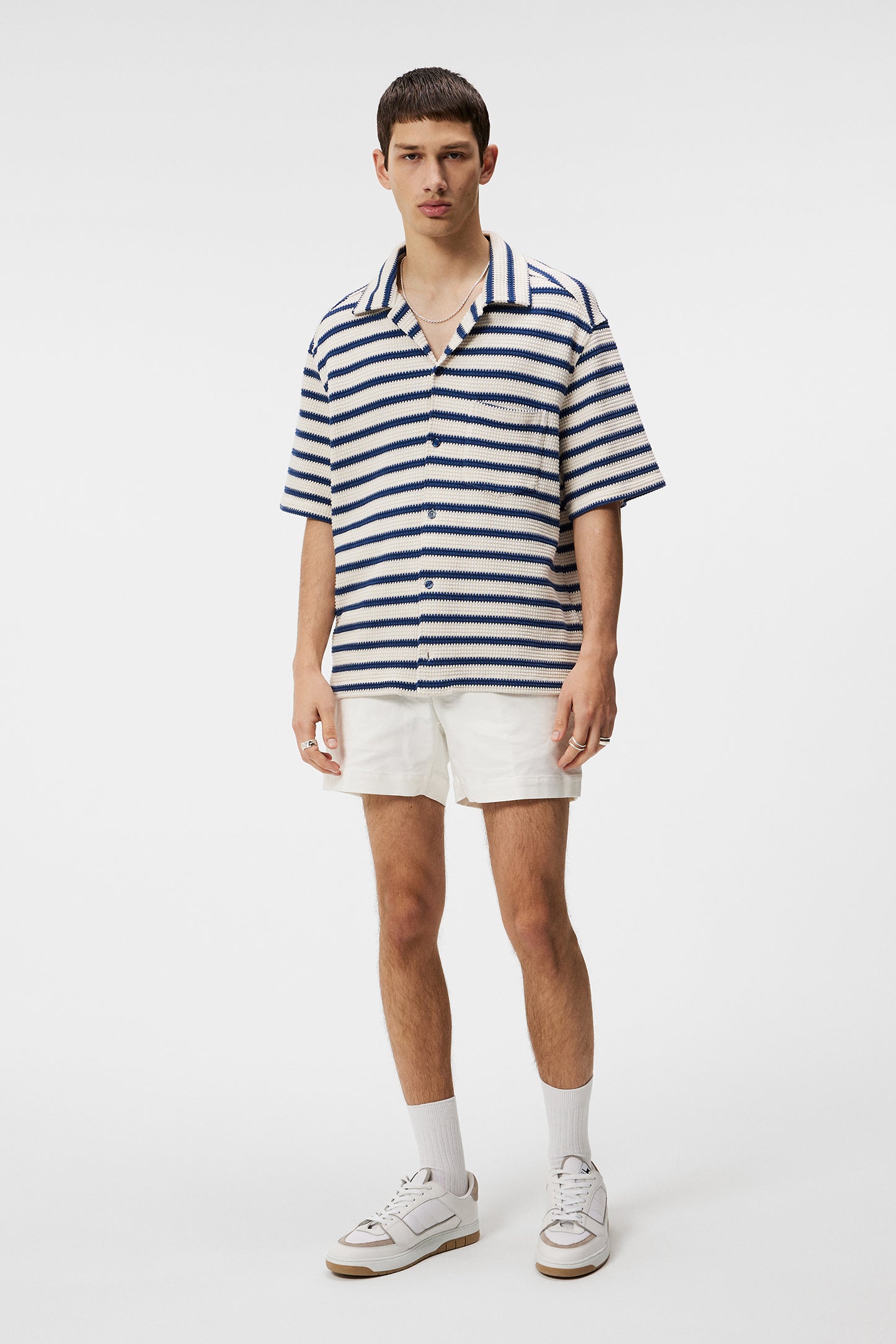 Tiro Resort Stripe Shirt in Estate Blue by J.Lindeberg